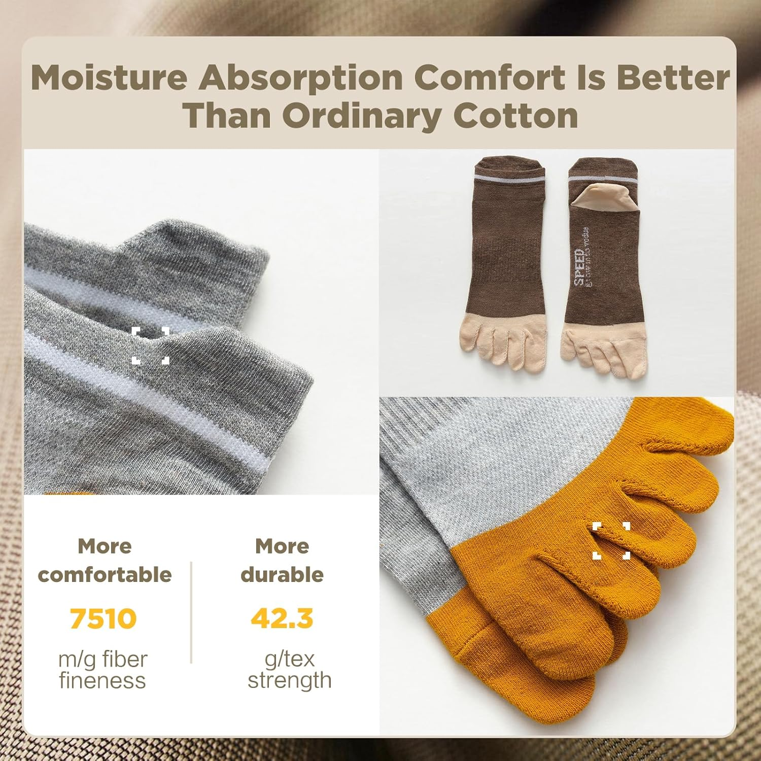 EWEIS 5 Pcs Toe Socks for Mens Running Socks,Cotton Five Fingers Socks with Toe Separator,Breathable Toe Separator Socks for Sports and Home,No Show Low Cut for Five Fingers Mens(Free Size 7-11) image number 1