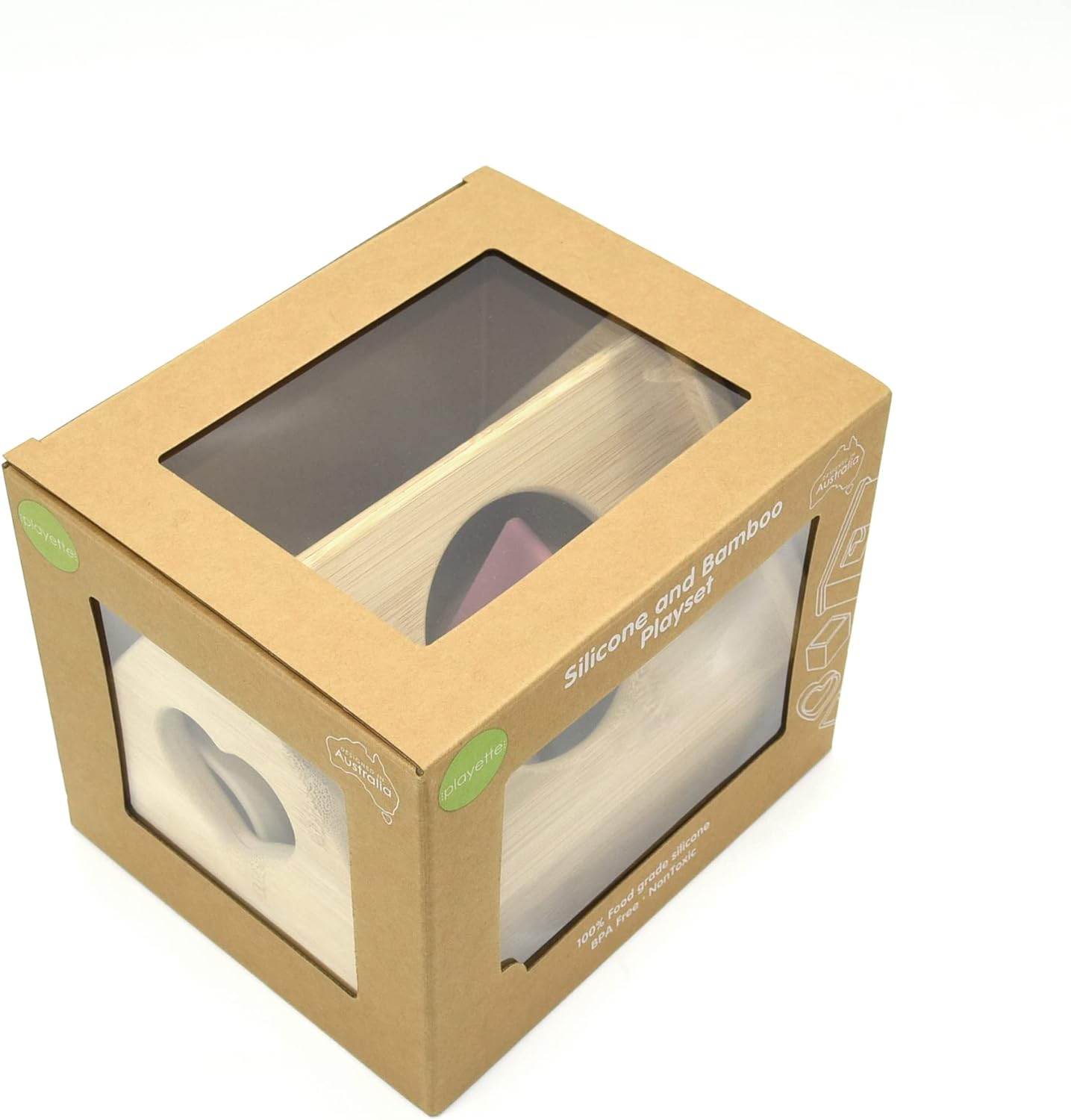 Playette Silicone & Bamboo Play Set - Sorting Toys - 5Pc image number 3