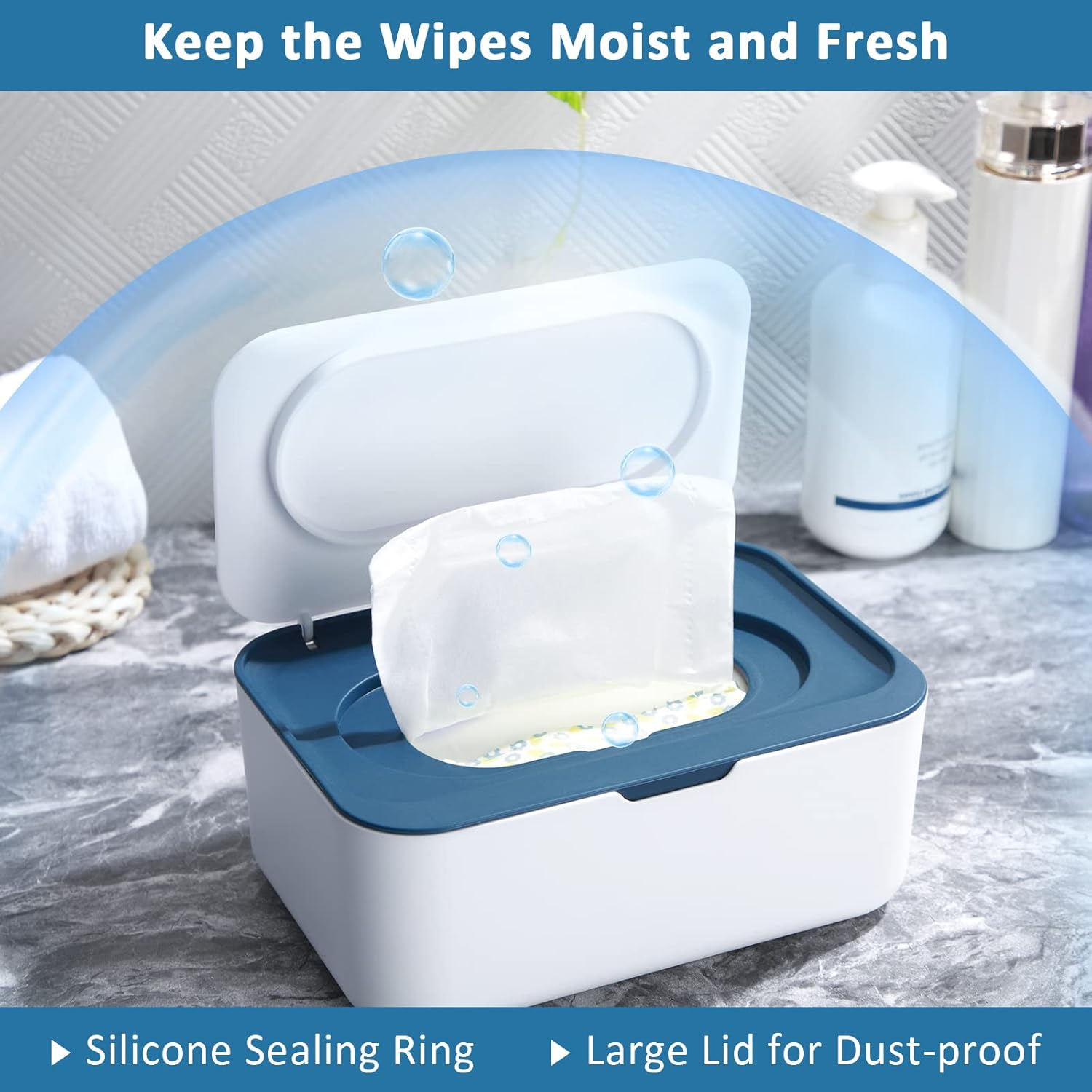 3 Pieces Baby Wipes Dispenser Baby Wipe Holder Container Case with Sealing Design Refillable Box Keeps Wipes Fresh Easy Open and Close for Bathroom Nursery image number 6