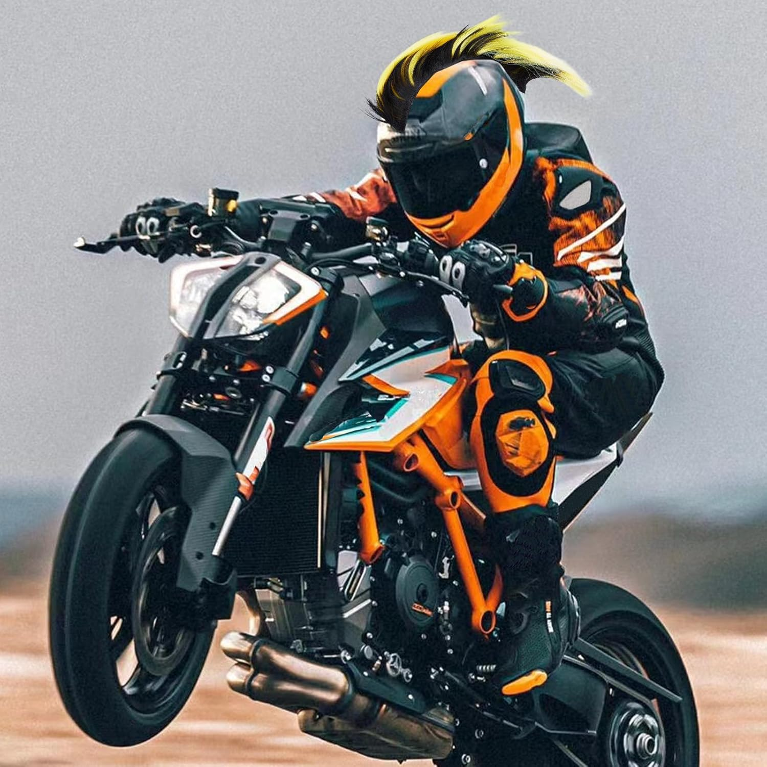 NICENEEDED Helmet Wigs Hair Helmet Mohawk Hairpiece Helmet Decoration for Motorcycle Bicycle Snowboard and Ski Helmets image number 2