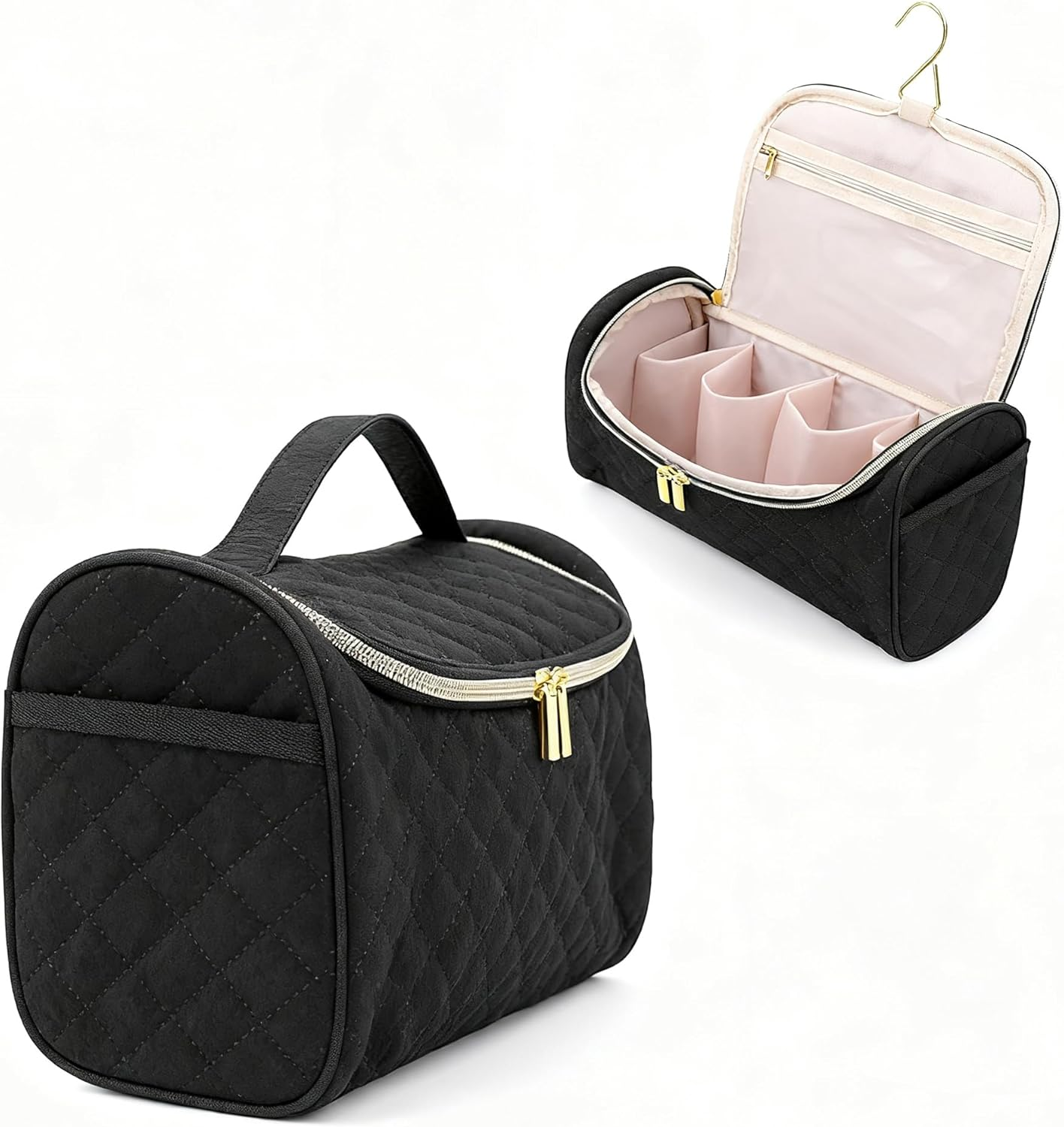 Portable Storage Bag Compatible with Hair Dryer and Attachments, Huggiegems Makeup Bag, Travel Toiletry Bag with Hanging Hook