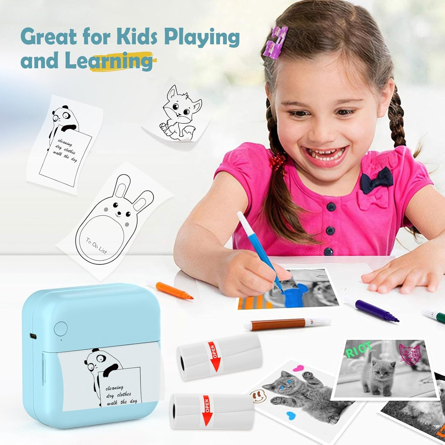 3 Rolls Mini Thermal Sticky Paper, Transparent Printer Paper 57X25Mm, Sticker Paper for Photo Journal Notes Memo image number 1