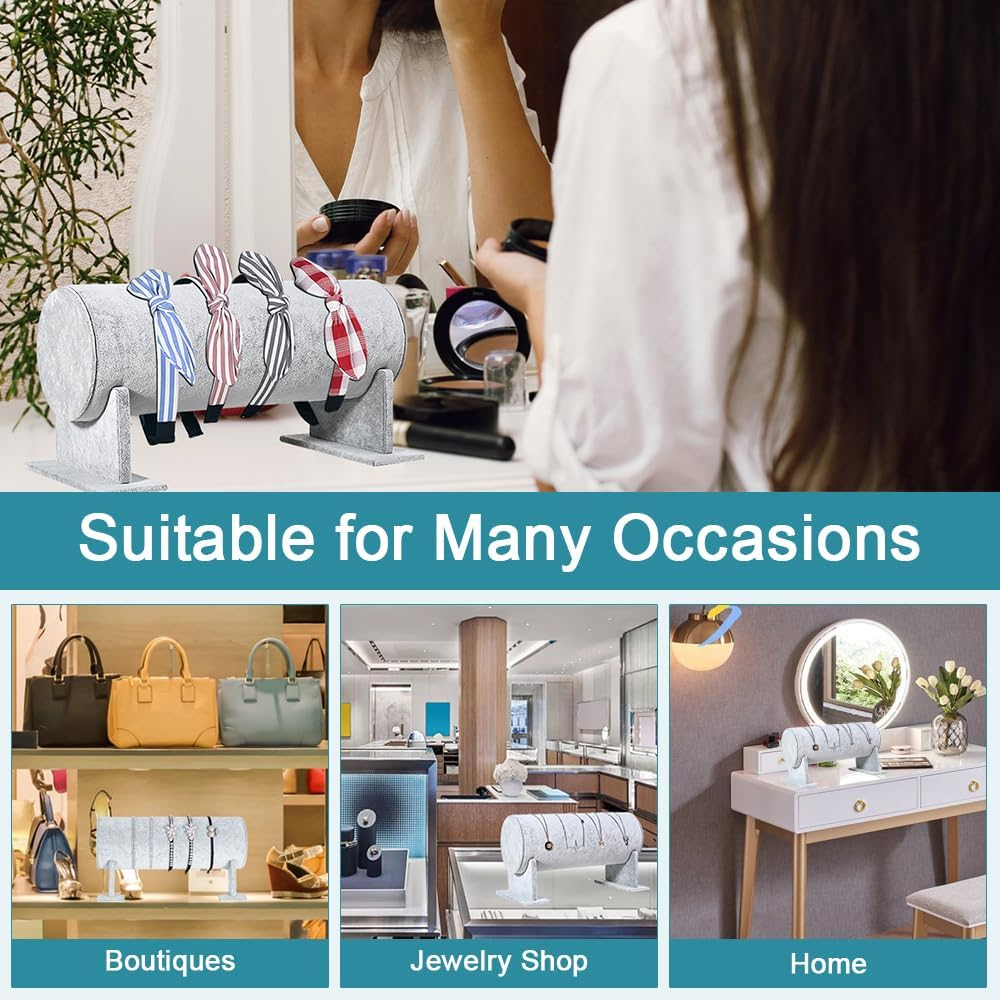 LANSKYLAN Headband Stand Velvet Headband Holder Girls Hair Band Holder Removable Headband Holder T-Shaped Jewellery Holder Grey Stand for Headband Hair Band Hair Accessory image number 6