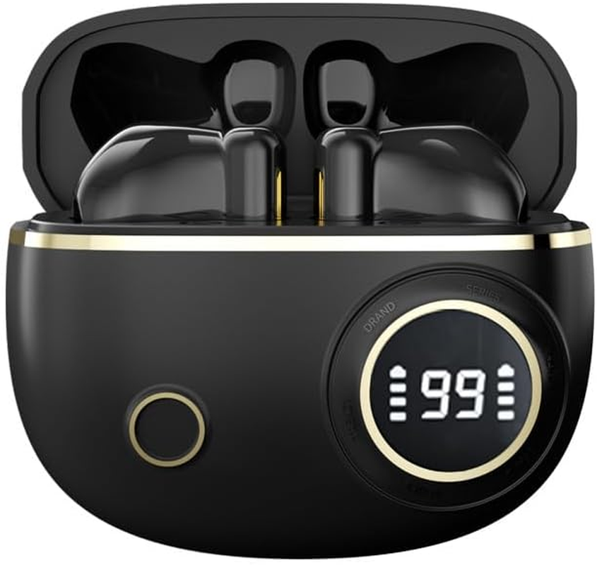 Ziyan Bluetooth 5.4 Headphones, In-Ear Headphones, Wireless, 40 Hours Playtime, Hifi Stereo, USB-C Wireless Headphones, IP7 Waterproof for Work and Study, LED Display (White)