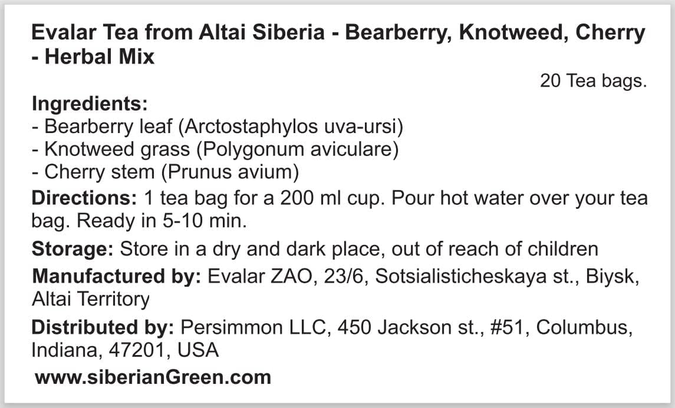 Bearberry Knotweed Cherry Evalar Tea Altai Siberia 20 Tea Bags Herbal Mix image number 6