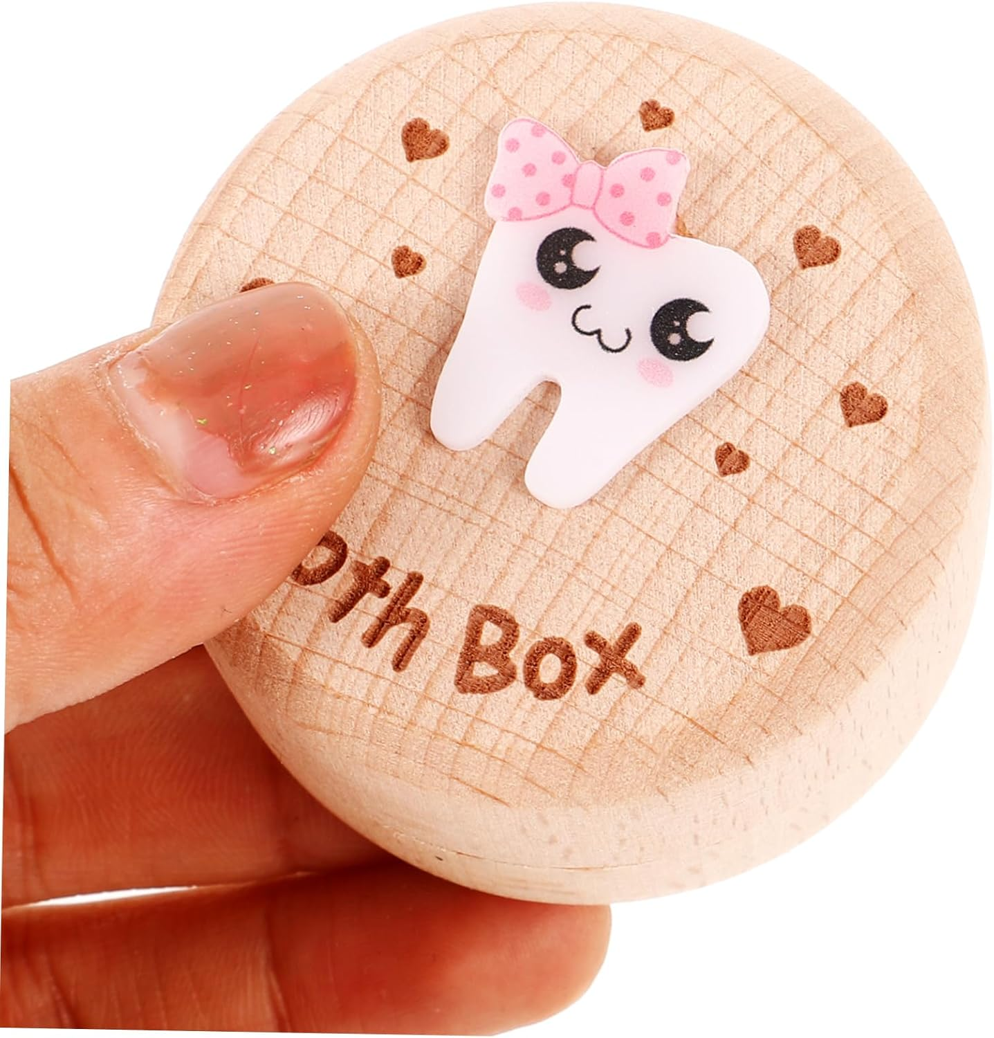 Wooden Tooth Keepsake Box for Boy Girl Cute Tooth Storage Organizer for Boys Girls Compact Neat Design Hair Nurseries image number 3