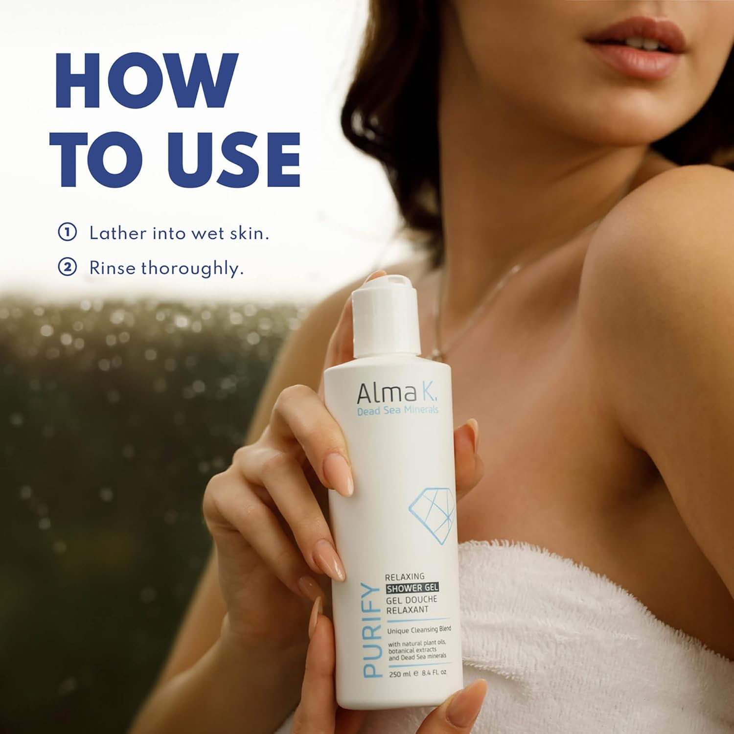 Alma K, Relaxing Shower Gel, Replenishes Skin Removes Impurities with Dead Sea Minerals, 250Ml