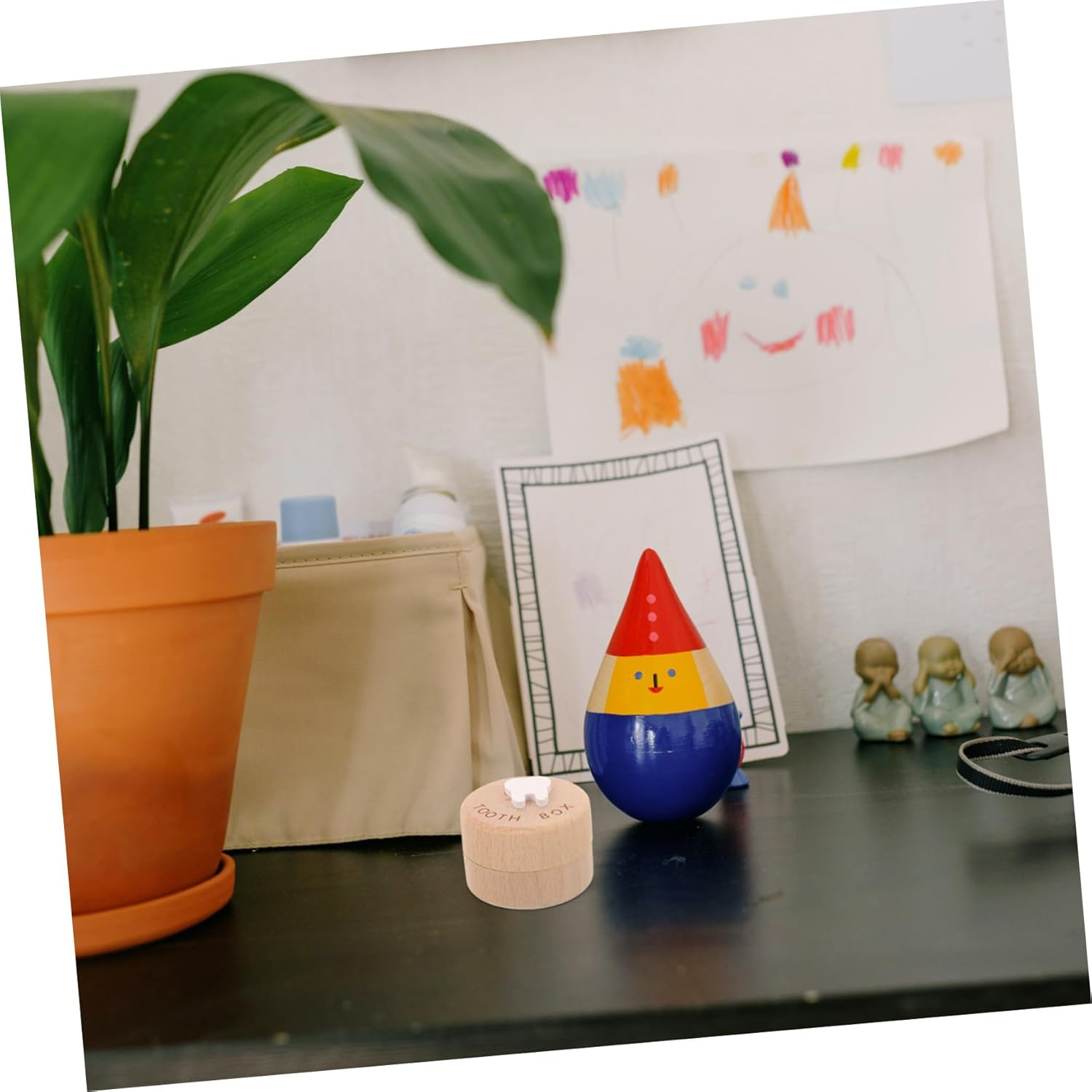 Wooden Baby Tooth Box Lid Baby Teeth Holder Fetal Hair Saver Small round Keepsake Organizer and Hair Collection image number 5