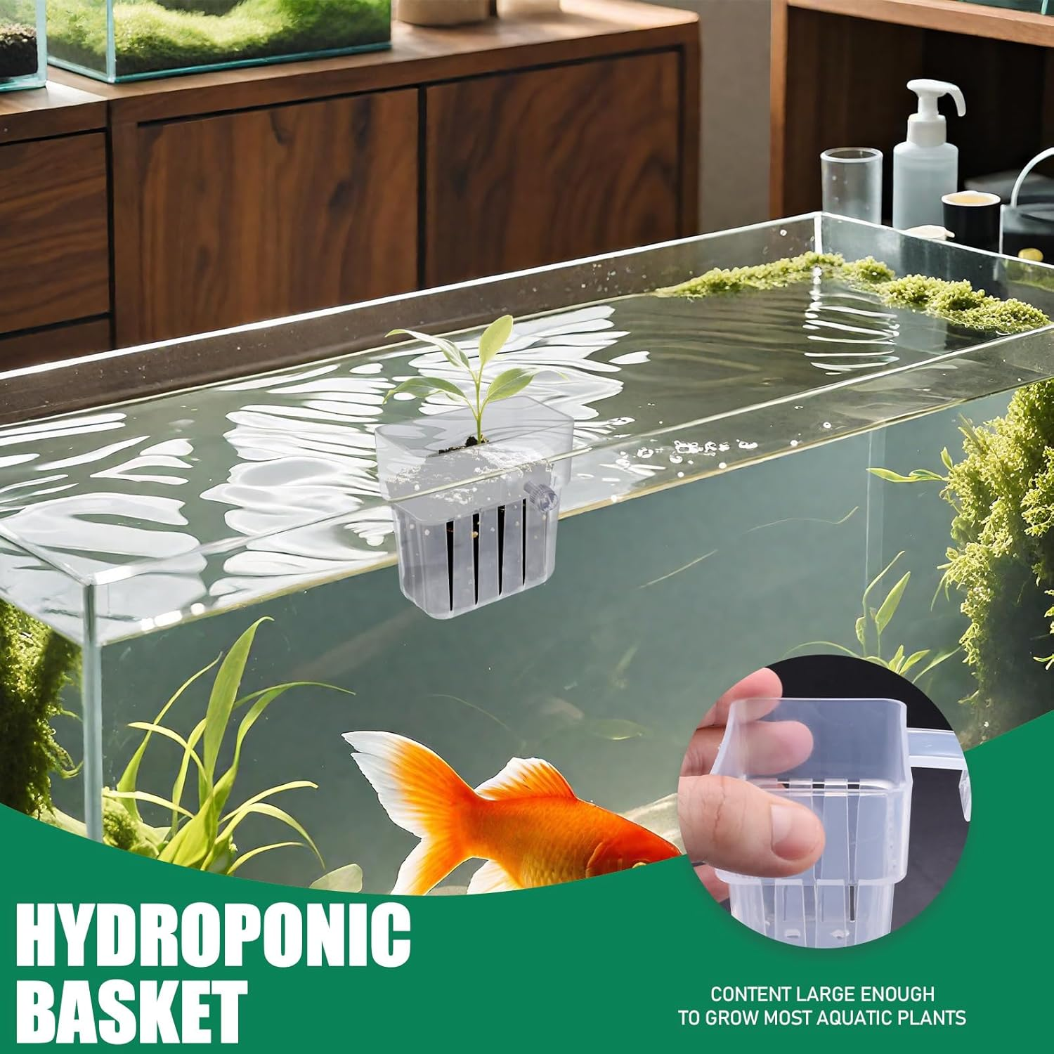 8 PCS Aquarium Plant Holder for Fish Tank, Transparent Pond Plant Baskets, Fish Tank Plant Holder for Hydroponic Cultivation and Water Feature Decoration image number 2