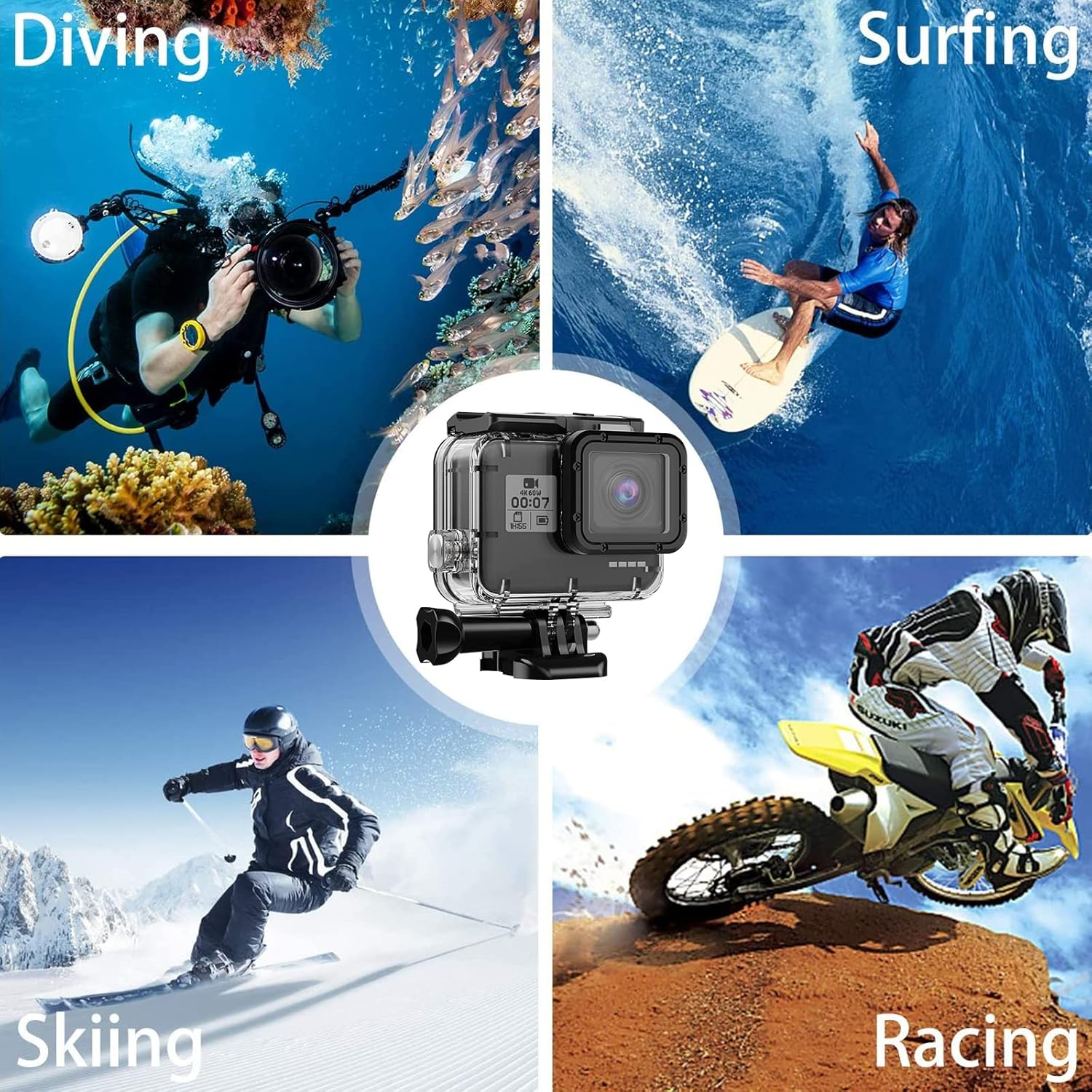 Waterproof Housing Case, Hongdak Waterproof Case for Gopro Hero 7/6/5 Black(2018) Housing Case Diving Protective Housing Shell 169FT/60M for Gopro Action Camera Underwater Dive Case Shell with Bracket image number 1