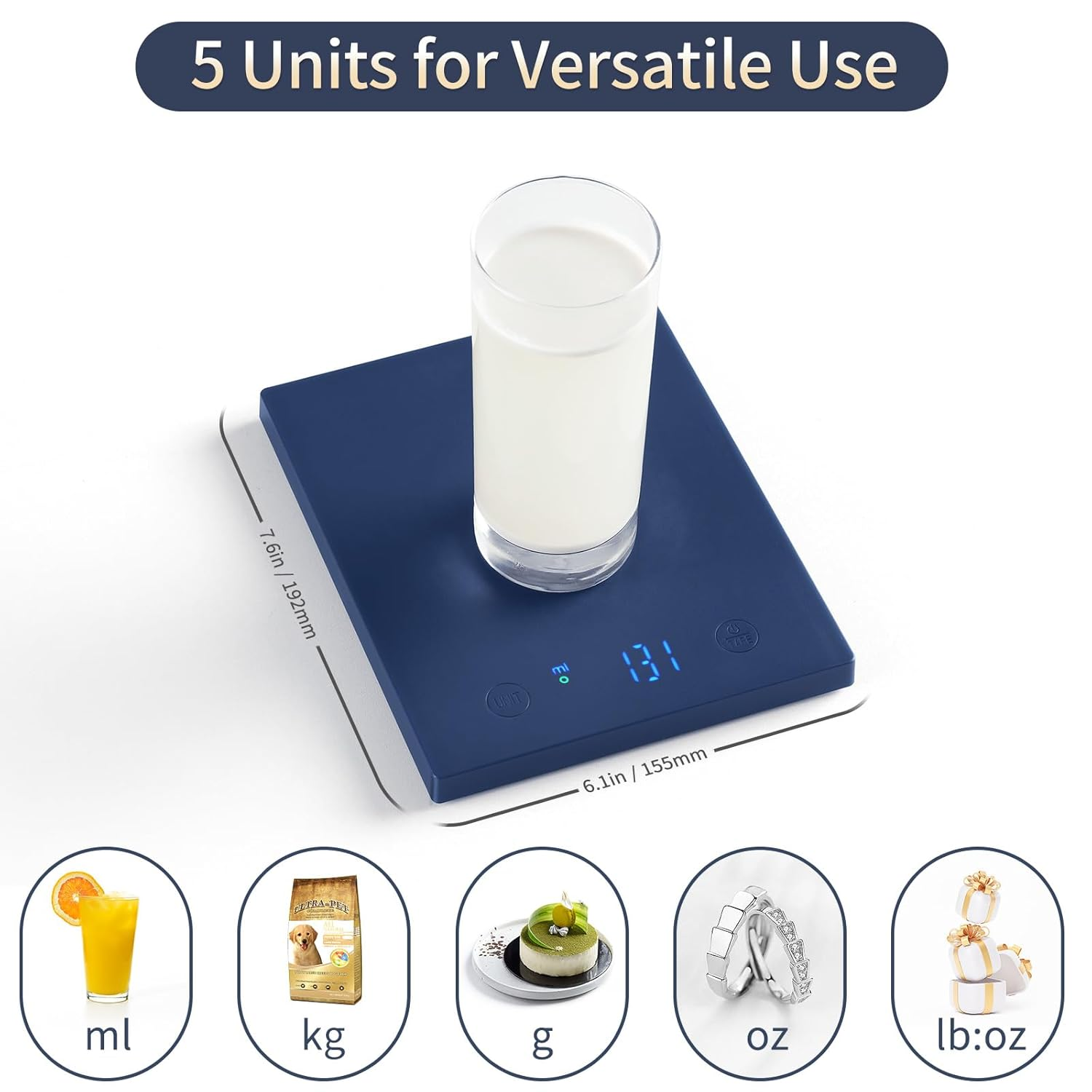 Homebuds 22Lb Digital Kitchen Scales in 1G, High Precision Assured by Scales Kitchen Professional Factory since 2001, Food Scales for Cooking and Baking, LED, 3*AAA Batteries Included, Blue image number 3