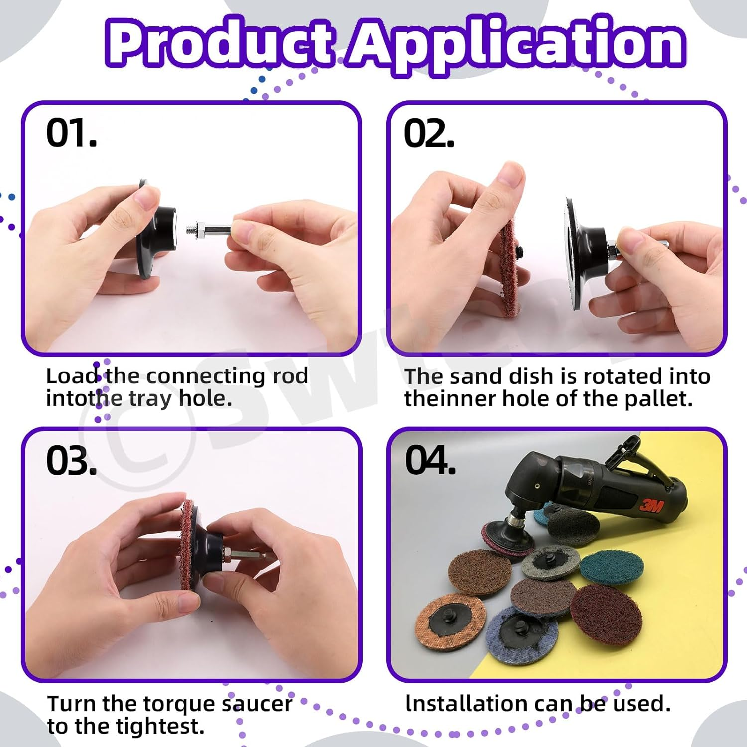 Swpeet 120 Pcs Sanding Disc Backing Pads Kit, 3 Inch Sanding Discs for Drill Polishing Die Grinder Attachment, Sanding Discs Includes 75-3000 Grit, Zirconia Roll Lock Discs, 1/4" and 2/5" Hex Shank image number 2