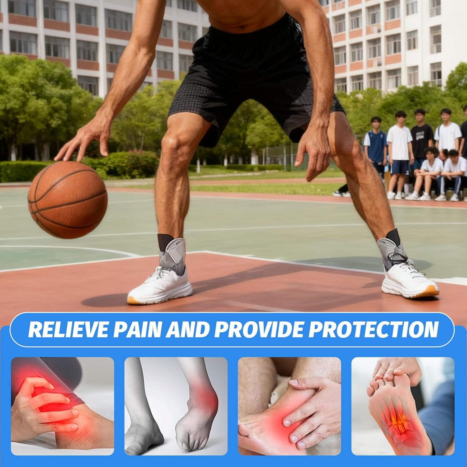 Ankle Brace Support for Men & Women, Adjustable Ankle Support for Sprained Ankle, Plantar Fasciitis, Achilles & Sports Injury, Lightweight Ankle Stabilizer Straps for Recovery - 1 Piece image number 1