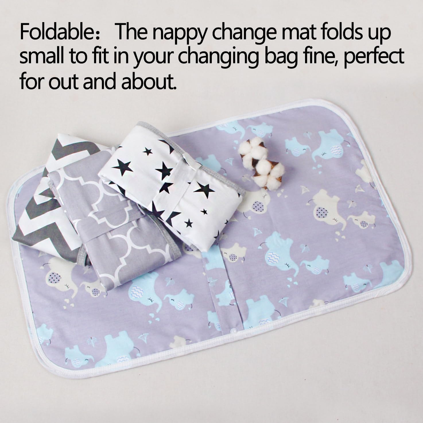 WADY 2 Pack Baby Diaper Changing Pads, Diaper Changing Pad, Waterproof Change Mat, Travel Baby Change Pad, Large Soft Cotton Foldable, Unisex Baby Stuff for Home Travel Outside, Reusable Change Mat (Stars+Lantern) image number 6