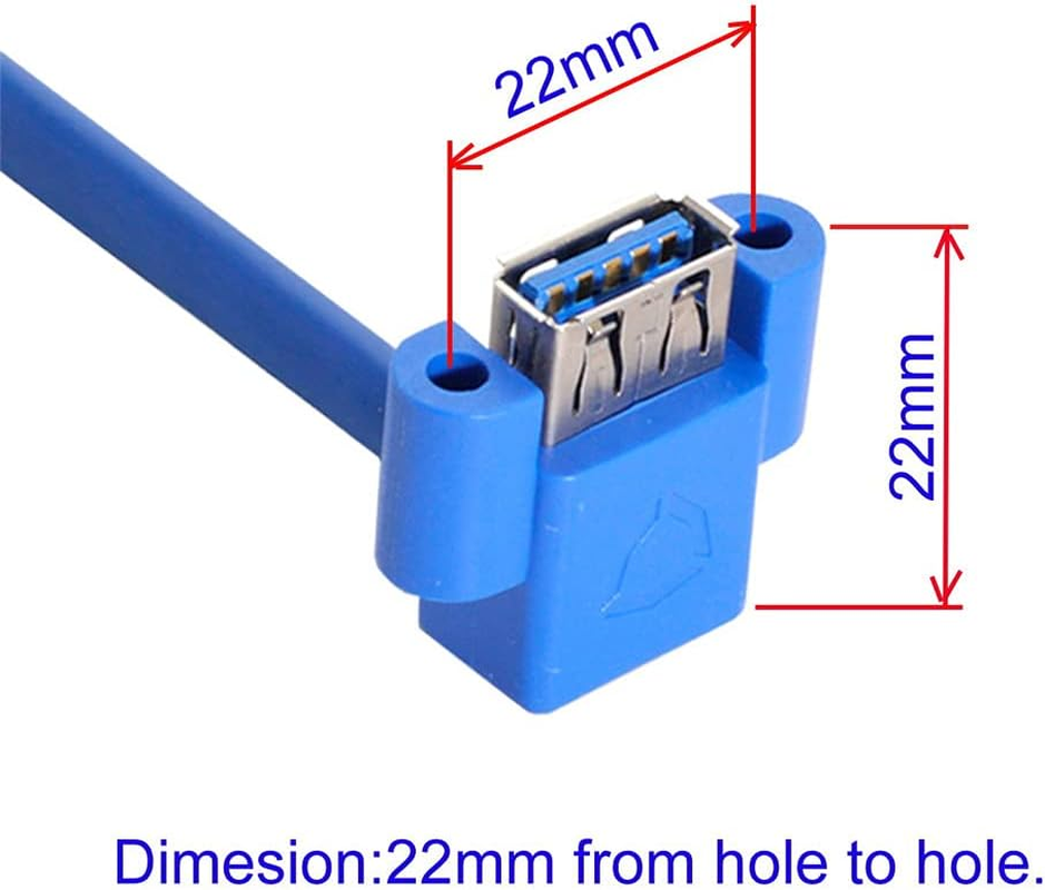 Xiwai up Angled USB 3.0 a Type Dual Female to Motherboard 20Pin 19 Pin Box Header Slot Panel Mount Cable (Blue 20P up Angled 50Cm) image number 3