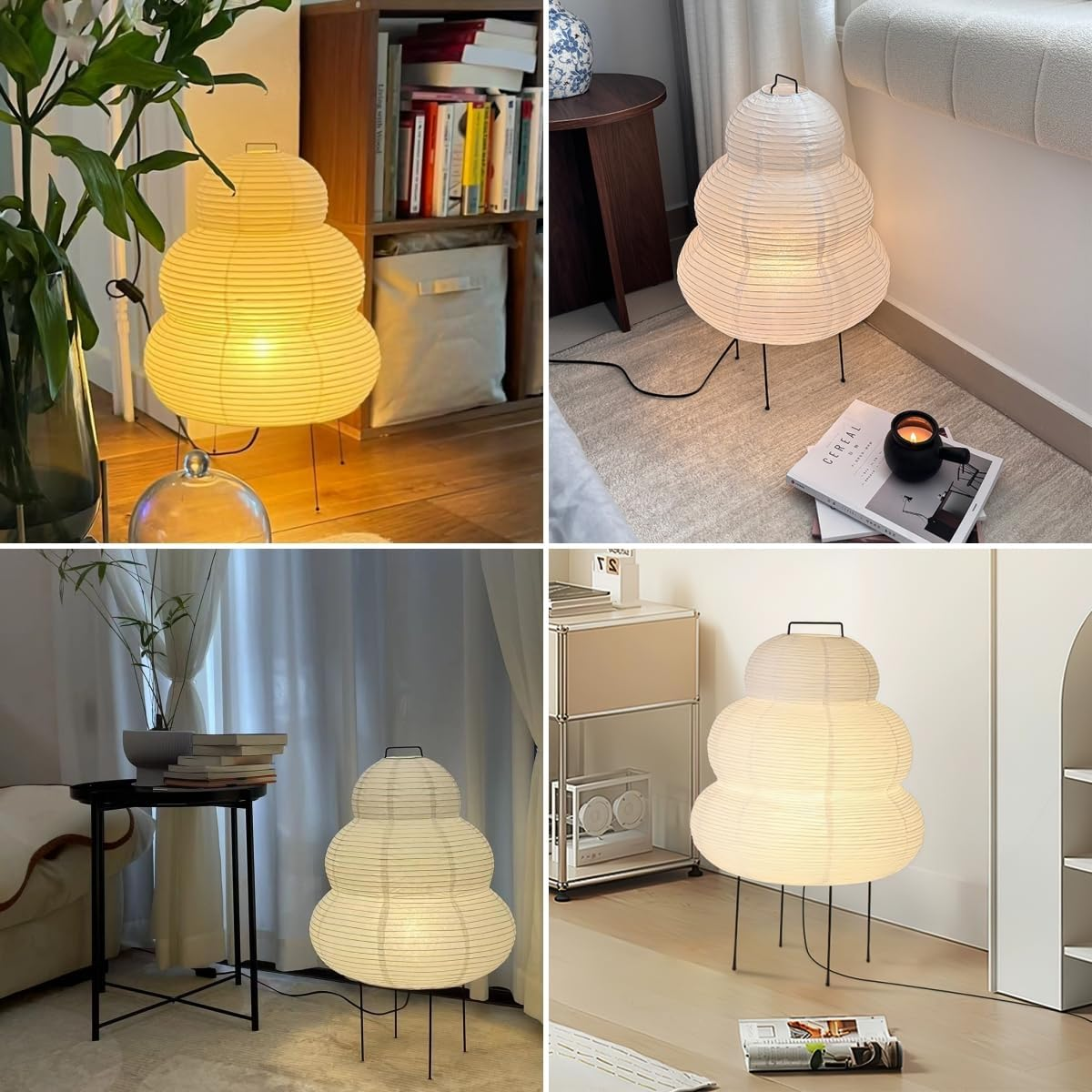 Noguchi Style Lamp, Akari Lamp, Paper Lantern Lamp, Floor Paper Lamp, Rice Paper Floor Lamp, for Establishing a Warm and Cozy Ambiance in Any Room (Rice Paper) image number 6