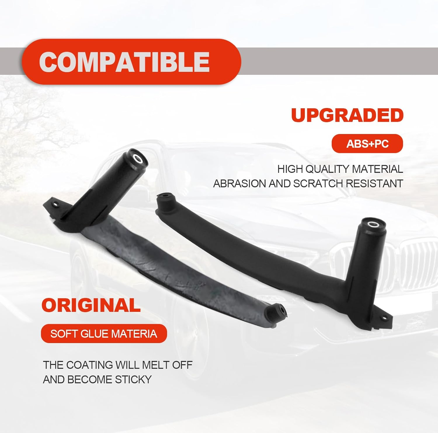 RBOKO Left Inner Door Panel Handle Pull Trim Cover Compatible with BMW E70 X5 2008-2013 and BMW E71/E72 X6 2008-2014, Part Number:51416969401 (Black) image number 1