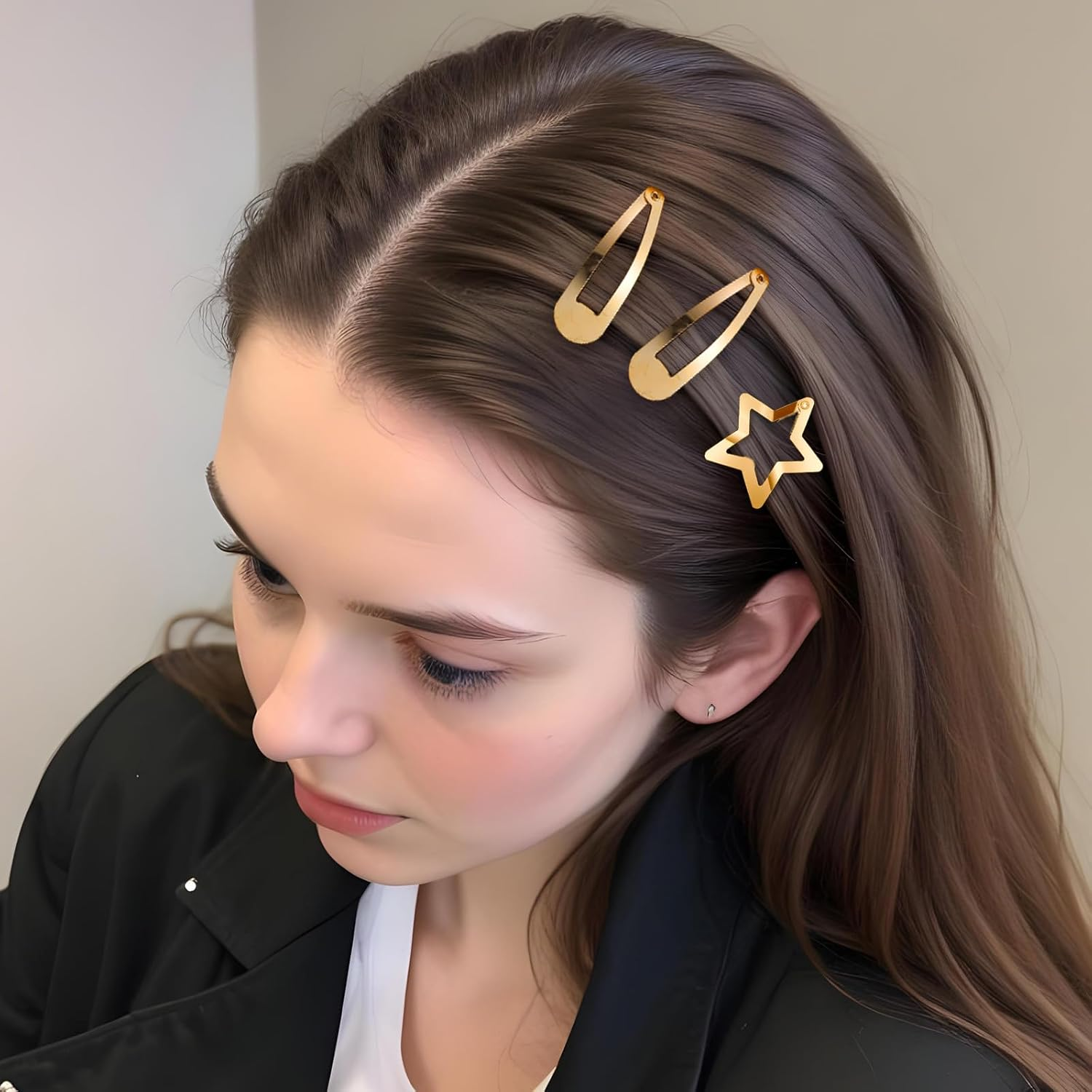 Pack of 30 Hair Clips Stars Gold Hair Clips Women Teardrop Hair Clip Pentagram Hair Clips Fashion Hair Accessories for Girls and Women (2 Styles)