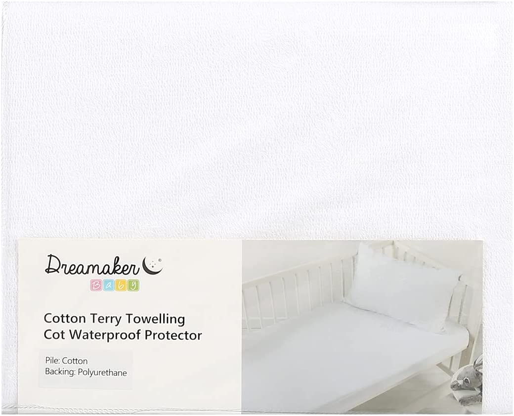 Dreamaker Cotton Terry Towelling Waterproof Pillow Protector for Babies | Moisture Absorbent, Breathable, Temperature & Moisture Control | Purafresh Treated Fibres | 40 Cm X 60 Cm - Pack of 2 image number 1