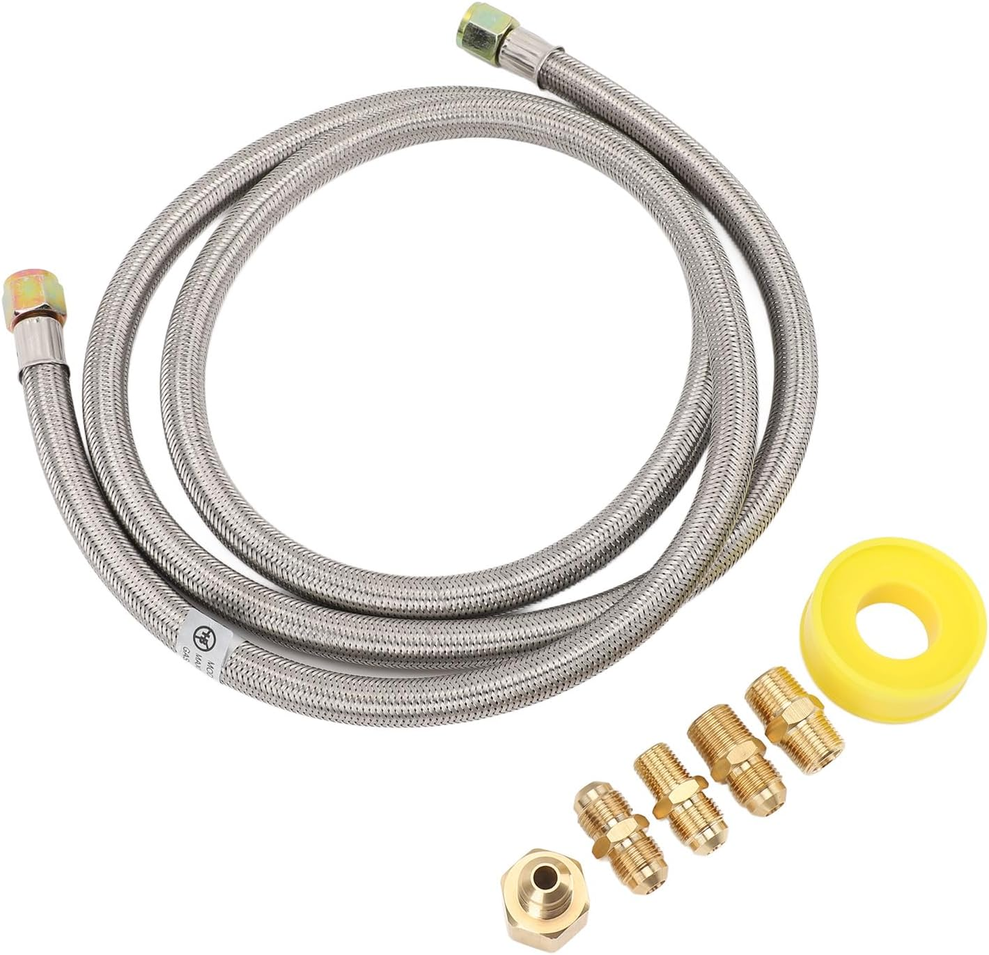 Tbest RV Gas Line Hose Extension 7Pcs 6Ft Stainless Steel High Pressure Flexible Quick Connect Fittings for RV Trailer Van Tank Pits Gas Grills Heaters image number 6