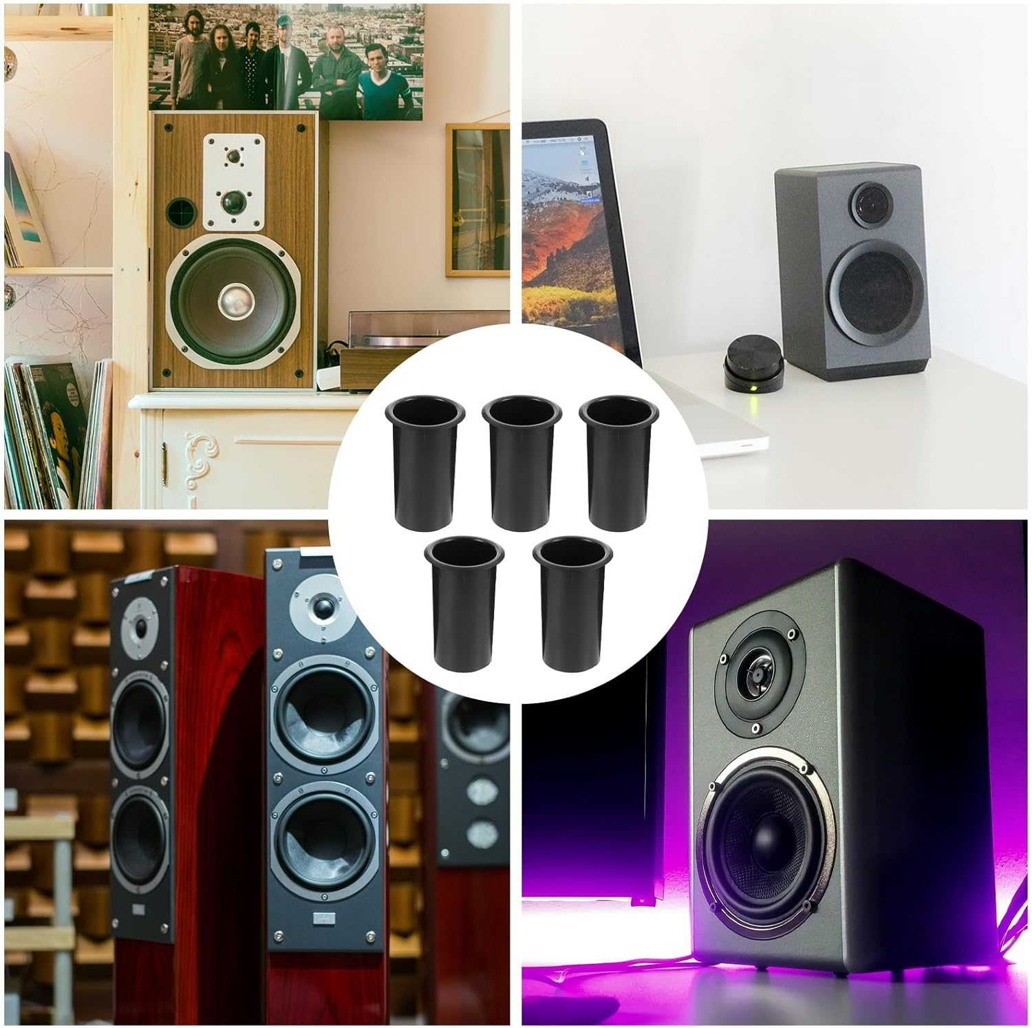 Kisangel 5 Pcs Plastic Speaker Bass Reflex Port Tube Replacement, 60X110Mm Subwoofer Air Outlet Accessories for Home Audio Speaker Parts image number 6