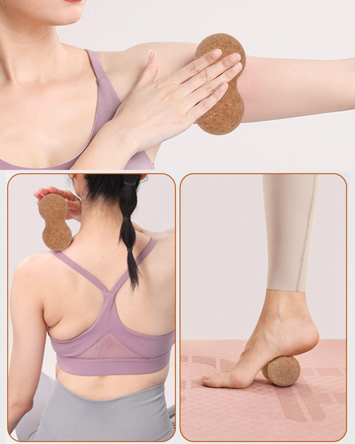 Cork Peanut Massage Ball, Peanut Double Lacrosse Massage Ball for Deep Tissue Muscle Massage, Myofascial Release, Trigger Points, Muscle Knots, and Yoga Therapy image number 6