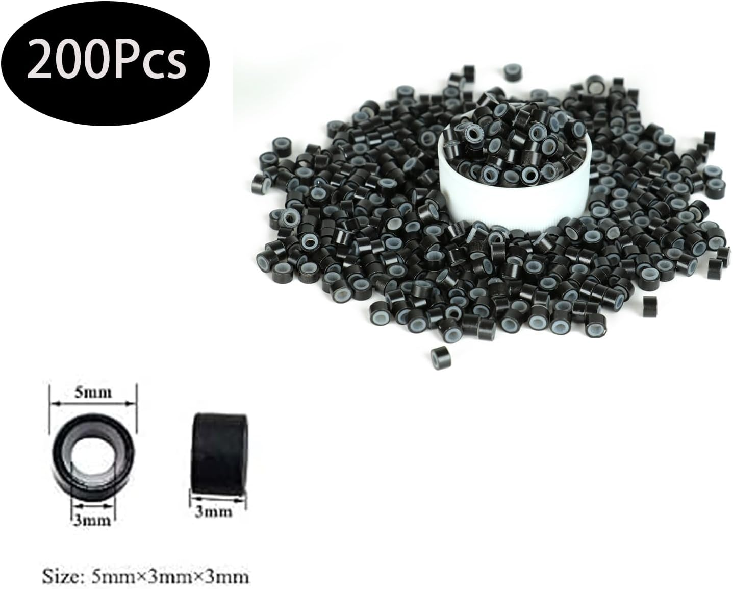 1 Set Hair Extension Tool Kit Plier Hook Pulling Needle 200Pc Micro Silicone Link Rings Beads for Professional Hair Styling Tools Accessory (# 1) -  1 image number 4