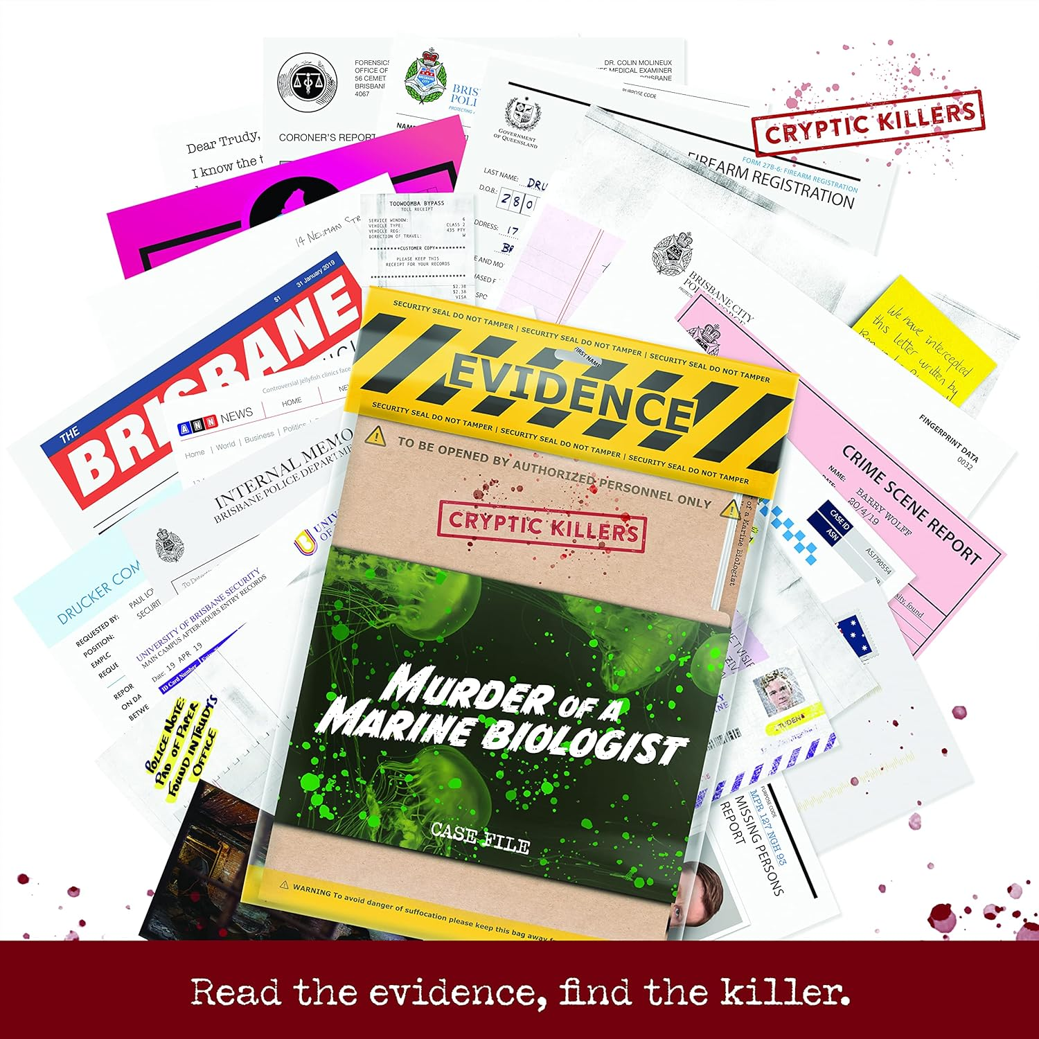 Cryptic Killers Unsolved Murder Mystery Game - Cold Case Files Investigation - - Detective Clues/Evidence - Solve the Crime - Individuals, Date Nights & Party Groups - "Murder of a Marine Biologist" image number 2