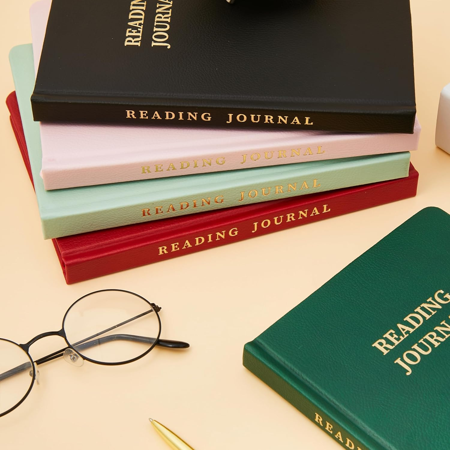 DUOMIAO Leather Reading Journal - Book Lovers and Readers, Review and Track Your Reading with 65 Book Reviews, 5.8&rdquo;X8.3&rdquo; (Green) image number 1