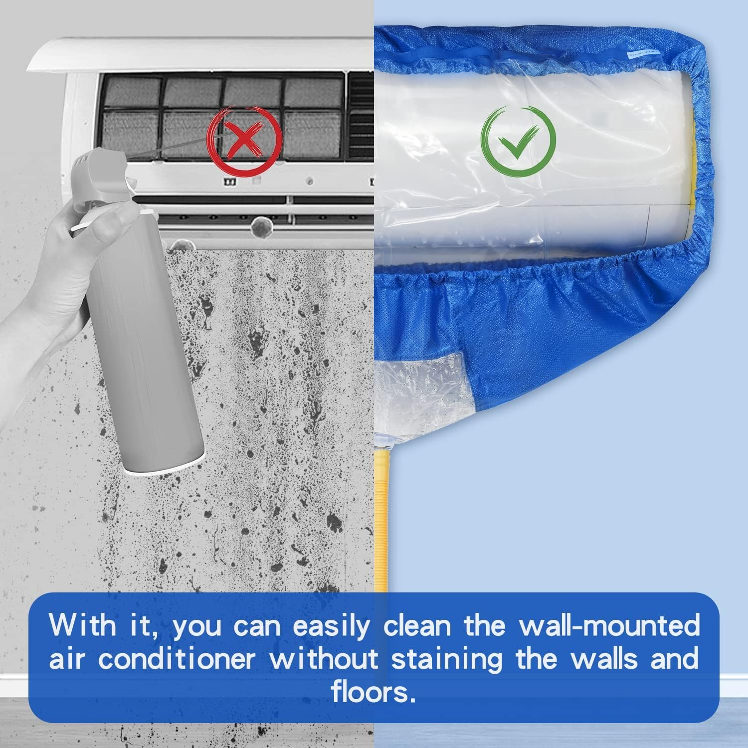 Split Air Conditioning Service Bag, Air Conditioning Cleaning Cover Bag with 10Ft Water Pipe, Wall Mounted Air Conditioning Cleaning Kit image number 6