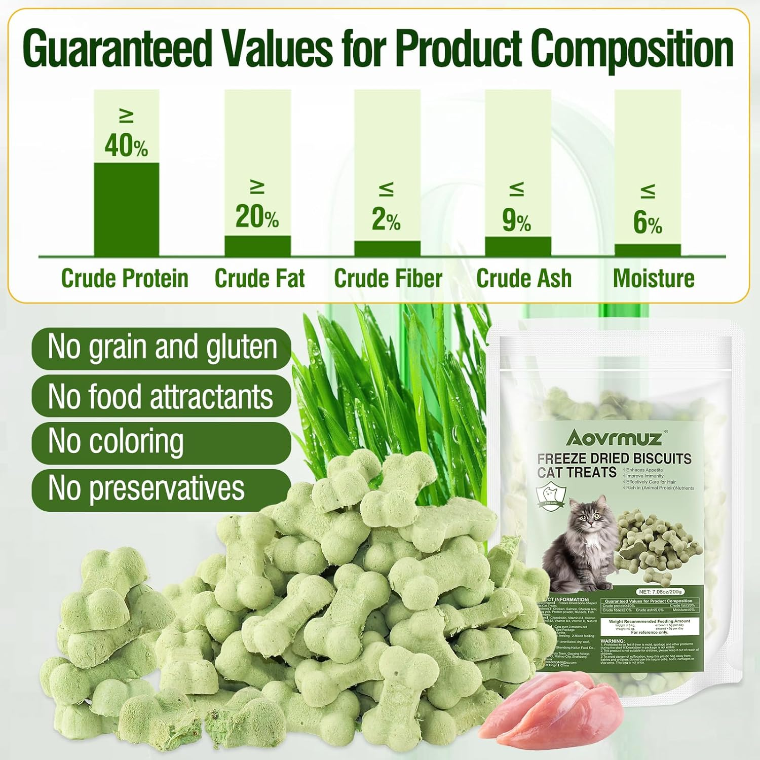 Salmon Freeze Dried Cat Dog Treats 200G Chicken Healthy Food Topper Bone-Shaped Biscuit Snacks image number 6