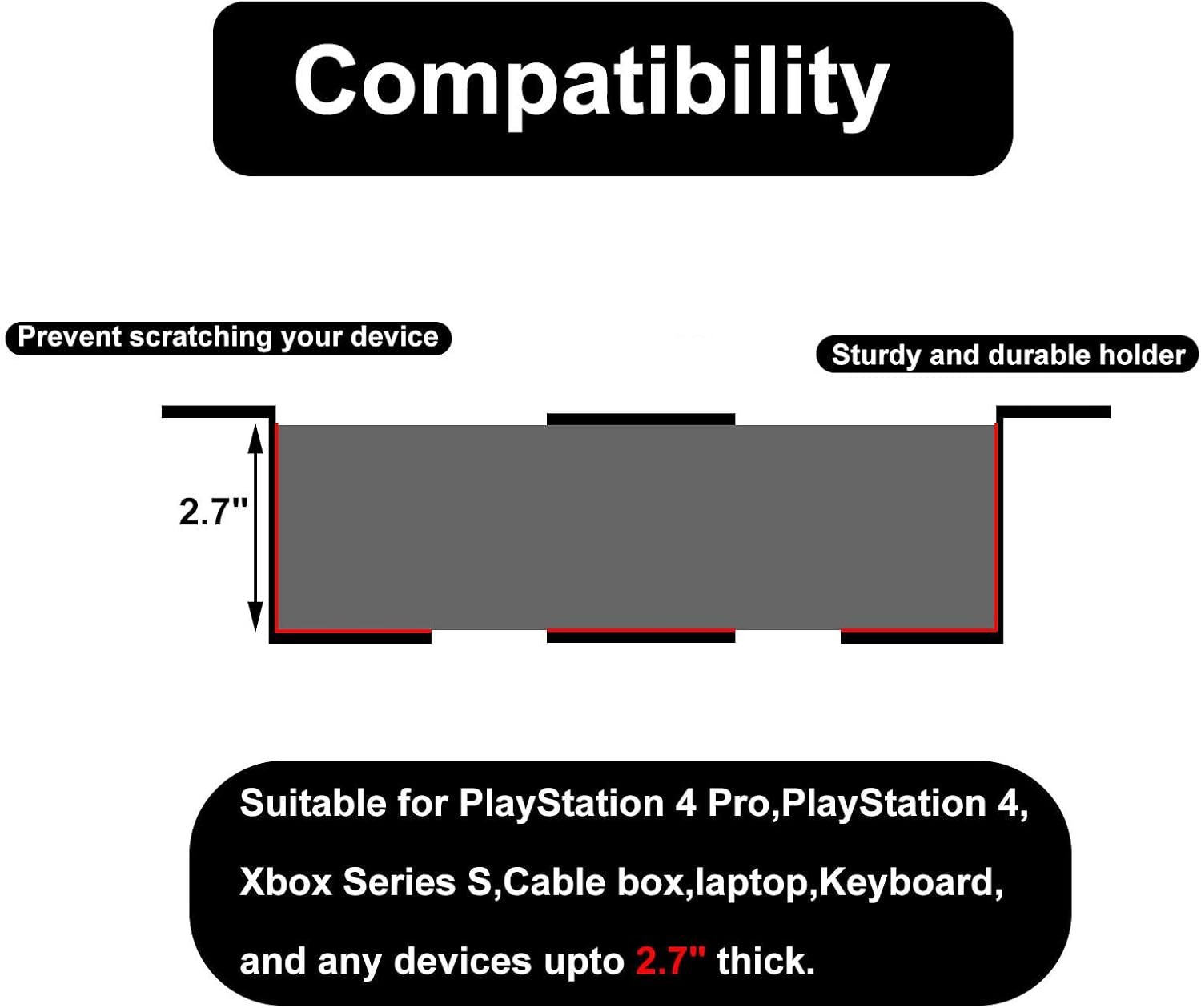PIAOLGYI under Desk Laptop Holder Mount with Screw,Bracket Devices Upto 2.7" under Desk Mount for Ps4,Xbox Series S,Xbox One S,Cable Box,Laptop & More(Plastic)