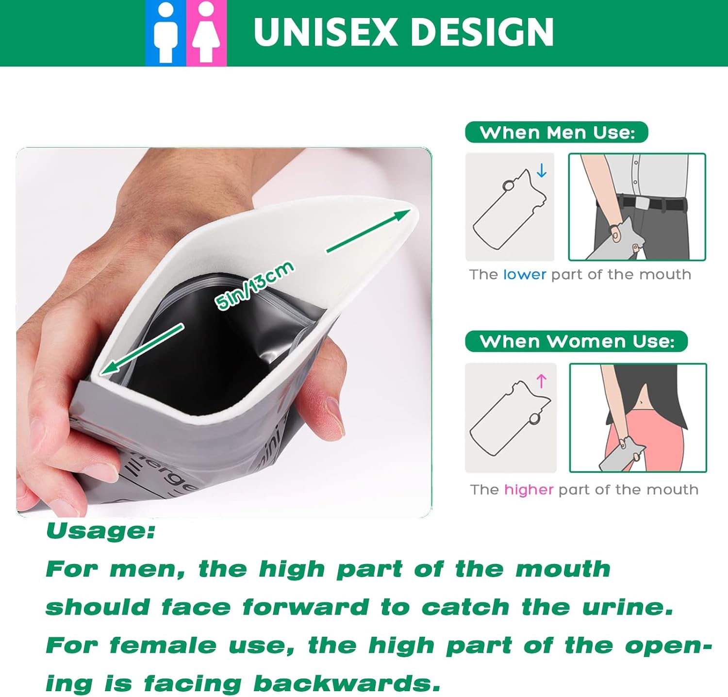 12 Pack 700ML Disposable Urine Bags, Travel Pee Bags Unisex Urinal Bag Vomit Bag for Travel Traffic Jam Emergency Portable Camping Urinal Bags for Men Women Kids Patients image number 3