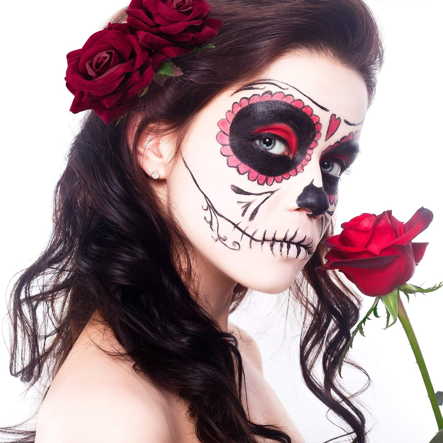 2 Pack Rose Flower Hair Clip, Big Rose Brooch Floral Clips, Flower Hair Accessories for Woman Flamenco Dancer Bridal Party Wedding