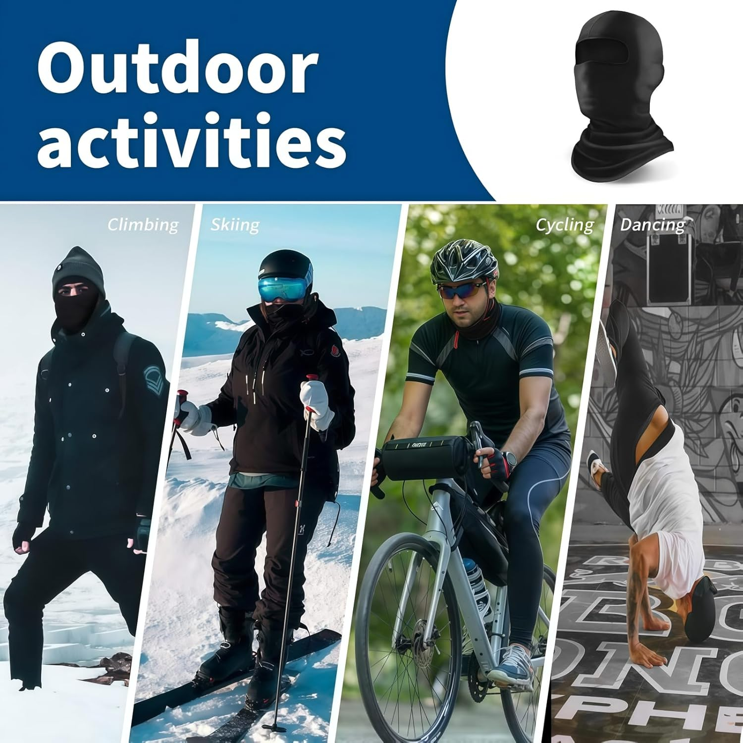 2Pcs Ski Mask Balaclava for Men & Women ，Summer Motorcycle UV Face Protection Neck Gaiter, Breathable Full Face Mask for Cycling, Fishing, Outdoor Sports image number 3