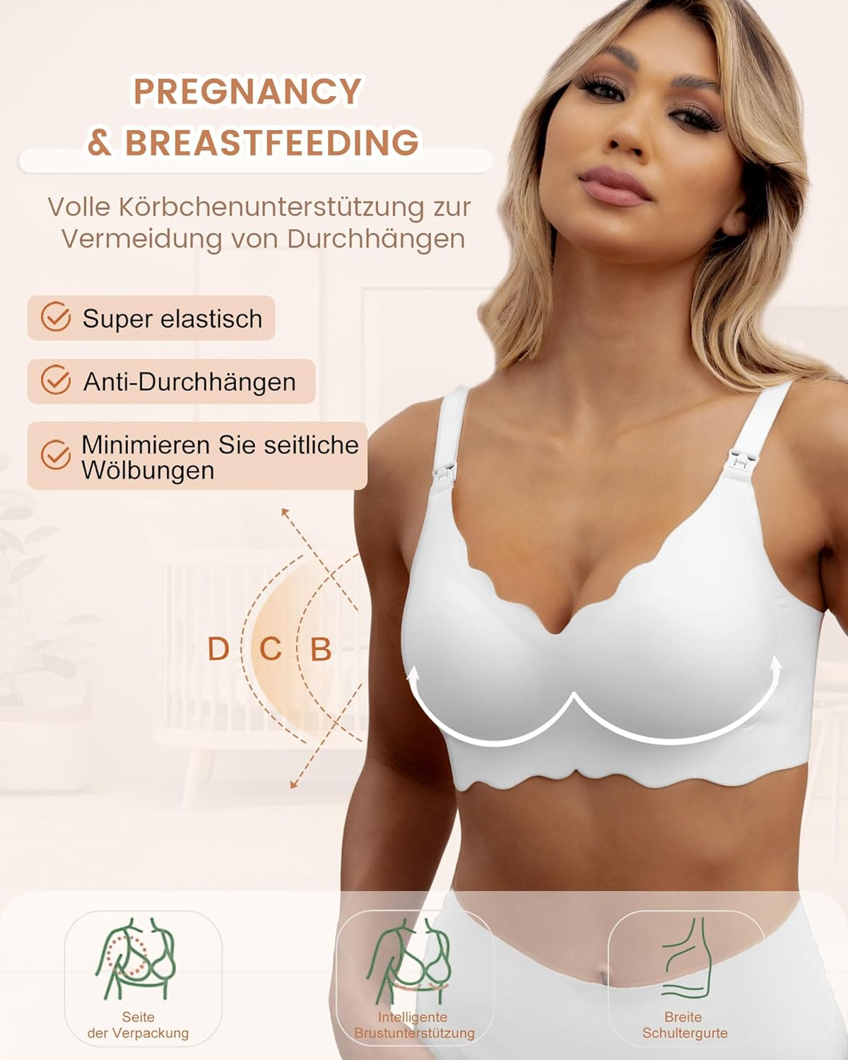 As Fairy Nursing Bras for Breastfeeding, Wireless Seamless Maternity Bra Ultra Comfort Pregnancy Sleep Bralette for Women, White-Double Front Shaft, S image number 2