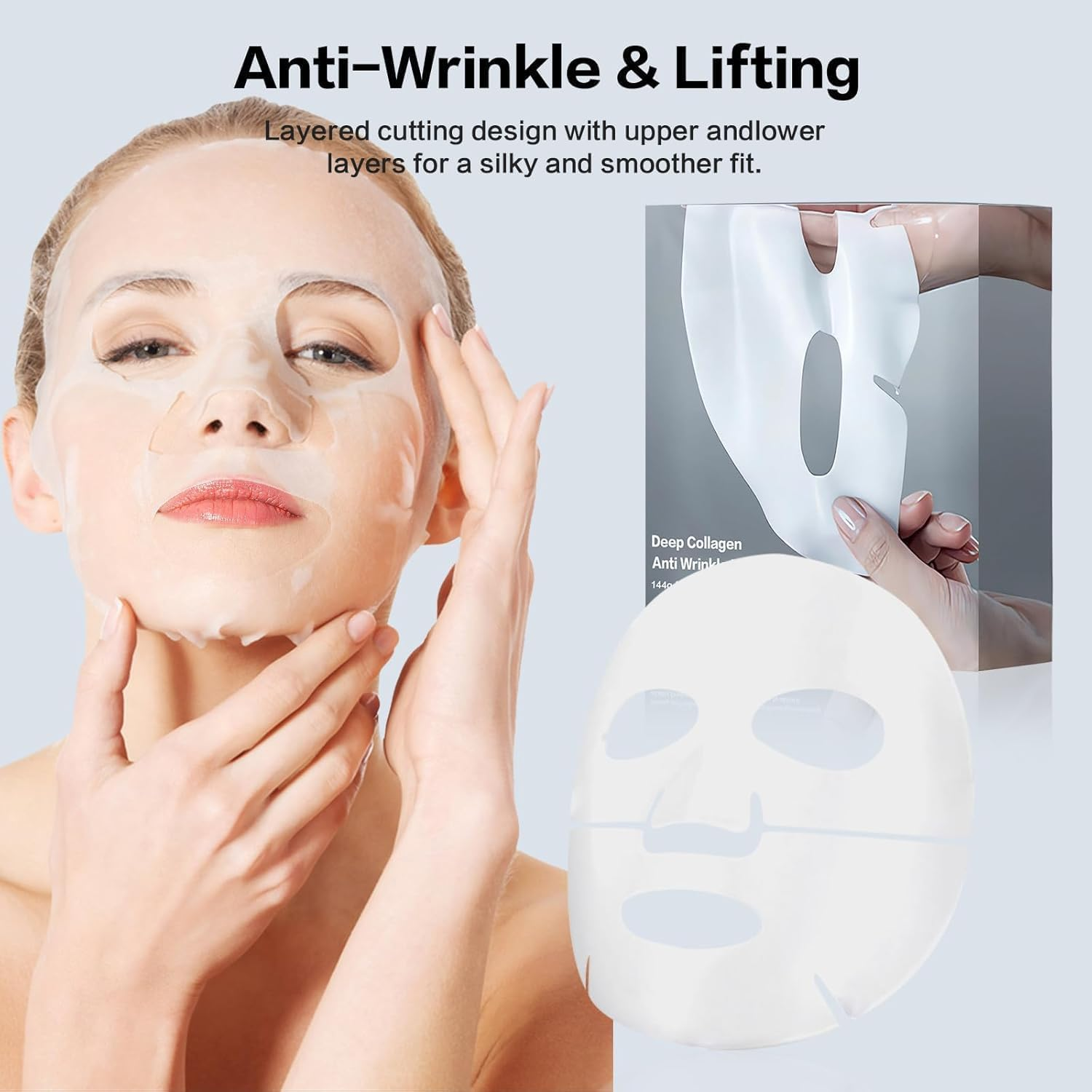 Deep Collagen Wrinkle Lifting Mask 4Pcs, Facial Masks for Overnight Firming and Hydration - Pure Collagen Films for Enhanced Skin Elasticity Firming and Moisturizing image number 4