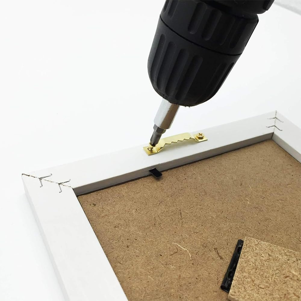 100 Pack Small Sawtooth Picture Hangers with 200 Pieces Screws,Hanging Wooden Frames Paintings Artwork Craft Projects,Steel Picture Hanging Picture Frames Hangers,Sawtooth Picture Hangers(Gold) image number 6