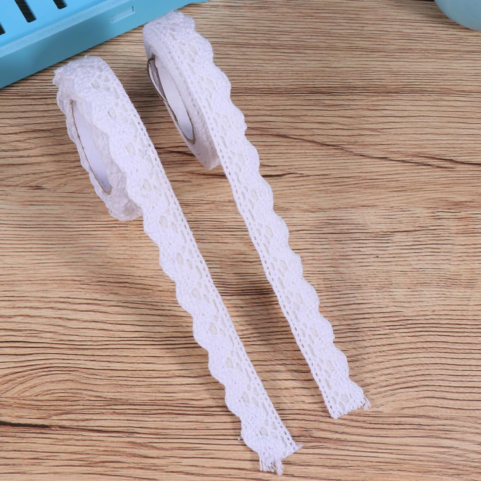 Lace Tape - Self-Adhesive Cotton Lace Ribbon for Scrapbooking Crafting and DIY Decor - Perfect for Diaries Cards and Gift Wrapping image number 5