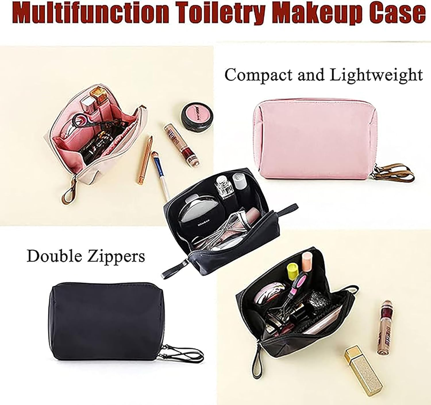 Small Makeup Bag, Women Mini Portable Makeup Bag,1Pc Large Capacity Travel Cosmetic Bag for Purse,Cosmetics & Toiletries image number 5