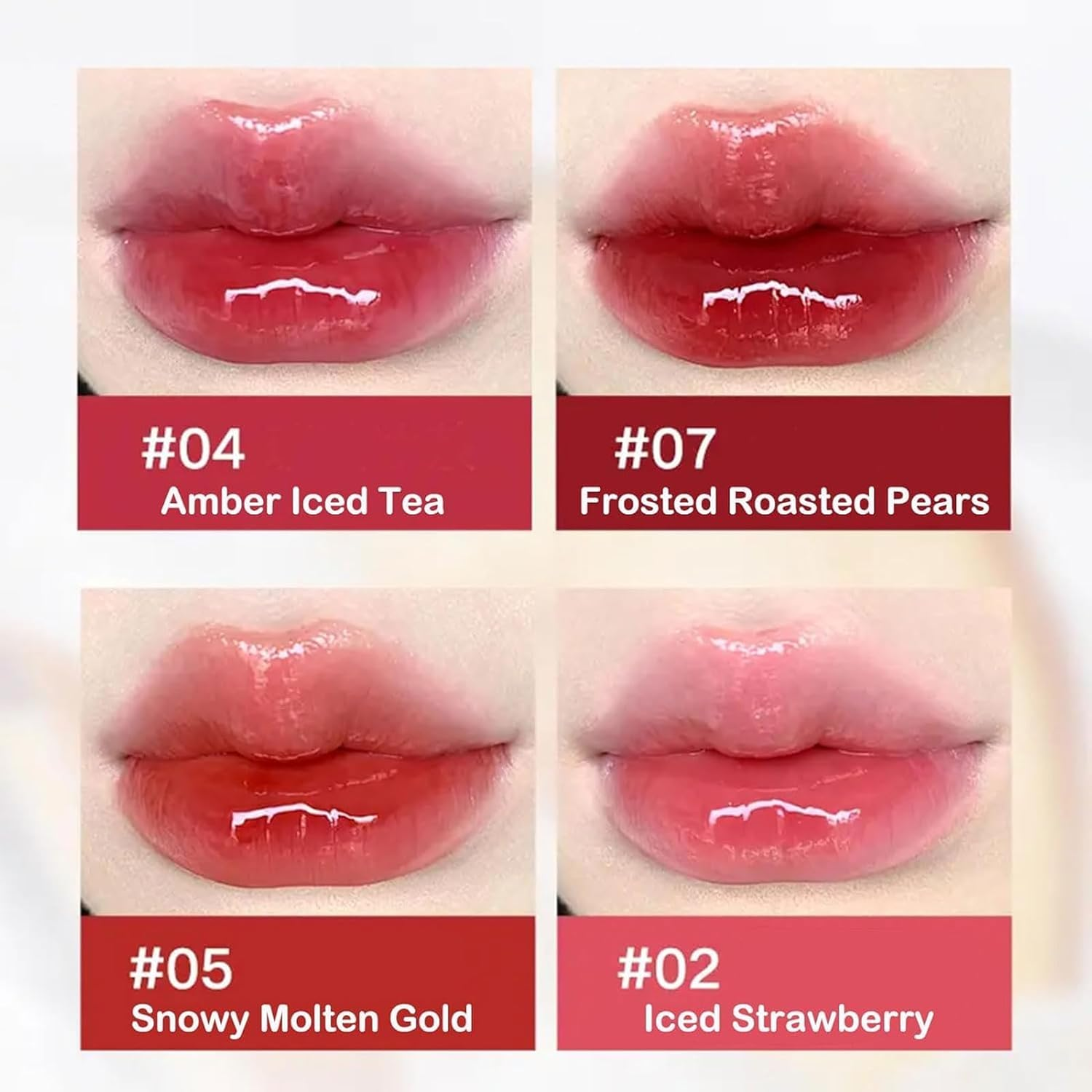 Ice Water Lip Gloss Jelly Moisturizing Lip Gloss,Ice Iron Watery Lip Glosstransfer Proof Jelly Hydrating Lip Oil Gloss,Moisturizing Nonstick Tinted Gloss Lip Oil - 02 Amber Iced Tea image number 5