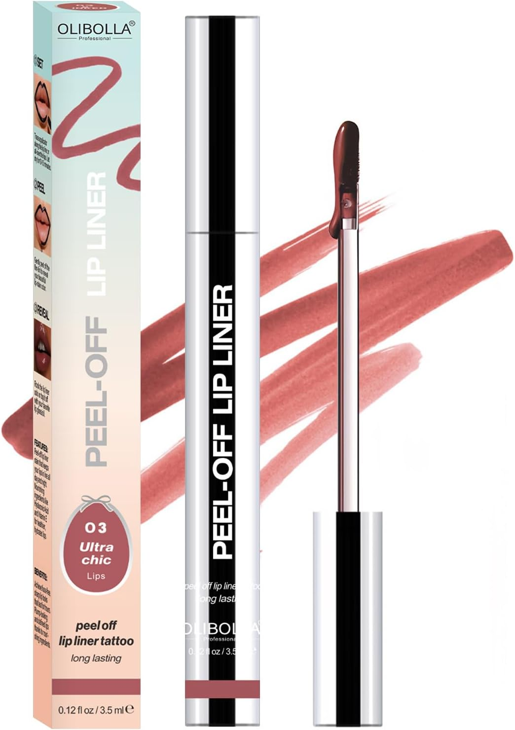 Peel off Lip Liner Stain Long Lasting Waterproof Peel off Lip Tint for Women Girls, Detachable Lip Liner Pencil Waterproof Transfer-Proof, Highly Pigmented Color Finish Lip Tint Stain (00#Berry, M)