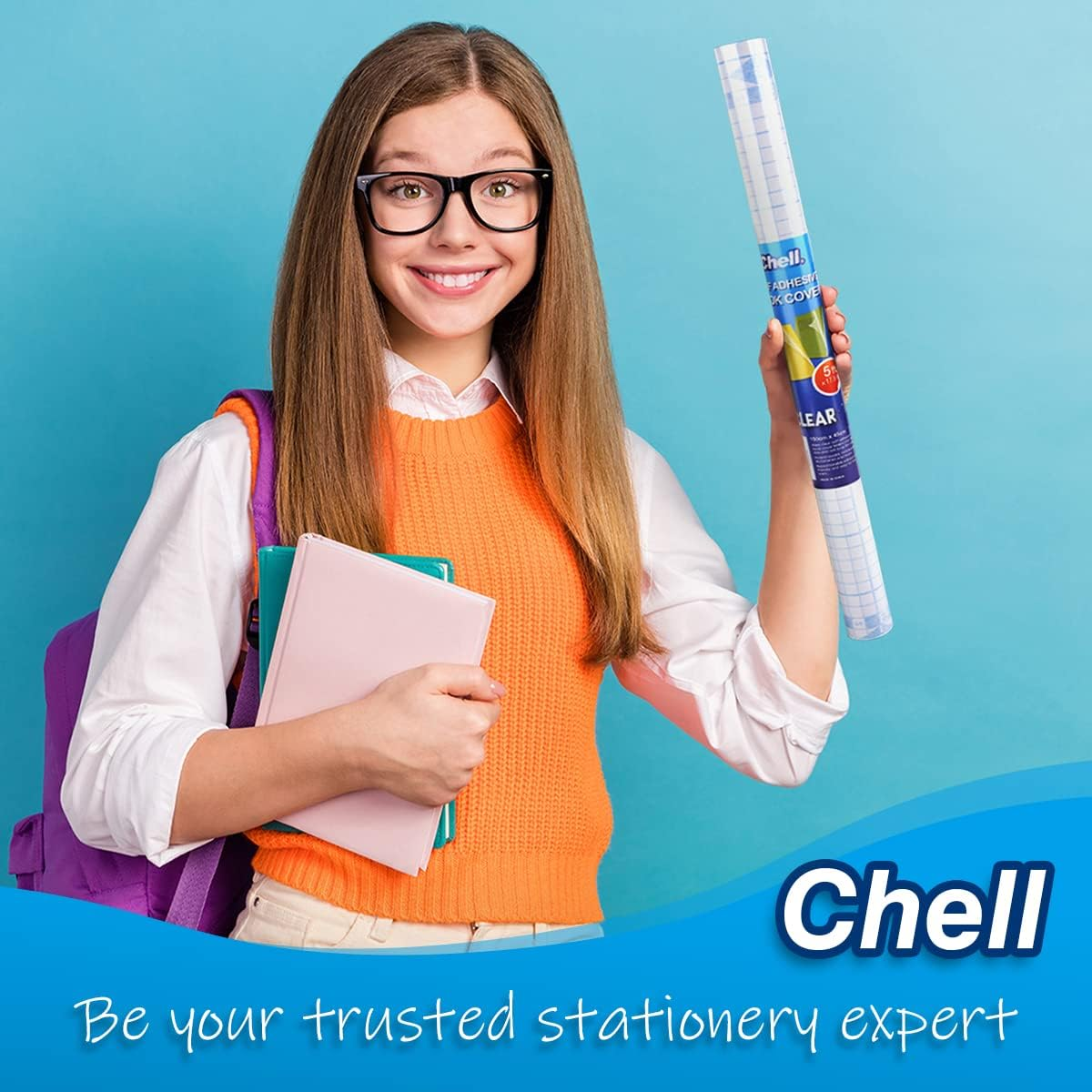 Chell Clear Contact Paper Roll for Books, 17.5 in X 5 Ft Clear Self Adhesive Book Cover Paper Protector image number 2