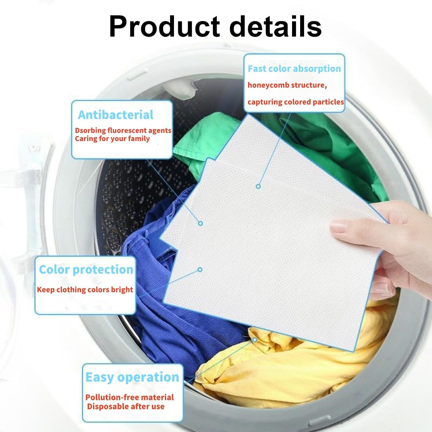 Color Catchers for Laundry, 100 Grabber Sheets Essential for Home Use - Maintains Original Color of Clothing, Suitable for Apartment, School, Travel