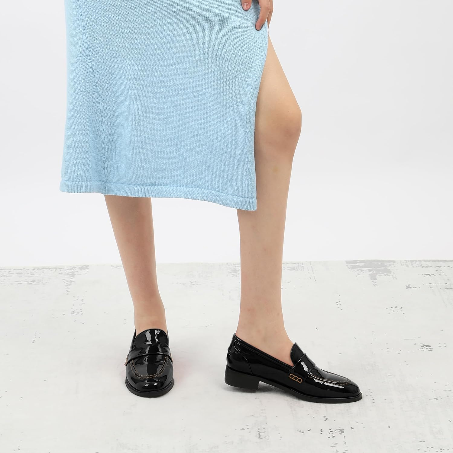 NUMALEO Women'S Loafers Penny Loafers & Slip-Ons Flats Closed round Toe Low Heel Shoes 1 Inch Patent Fashion Casual Shoes Comfortable Work Office Flats Dressy Shoes image number 6