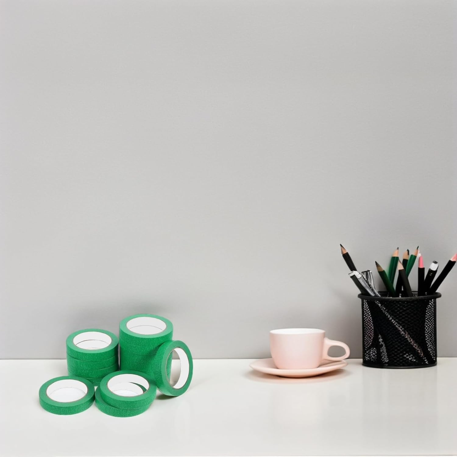 OSALADI 14Rolls Painters Tape Masking Paper Green Multi-Surface Paint Masking Tape for Painting Car Detailing DIY Arts Craft Home Office School Projects - Yellow image number 2