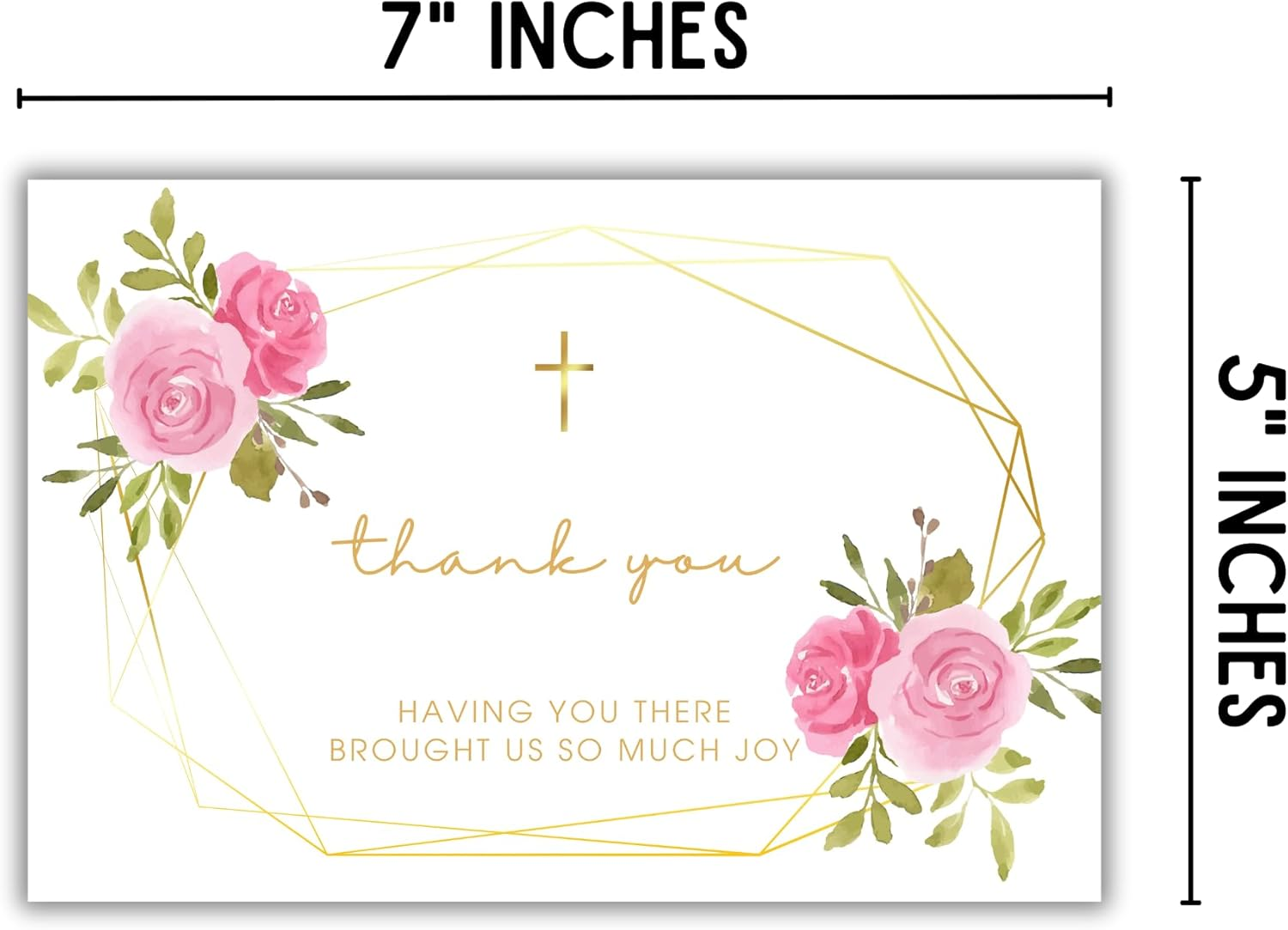 Lashicorn Baptism Christening Baby 1St Communion Thank You for Celebrating Postcards | 30Pk 5X7&rdquo; Church Invitations Floral Tags Bulk Girl Boy Cross image number 2