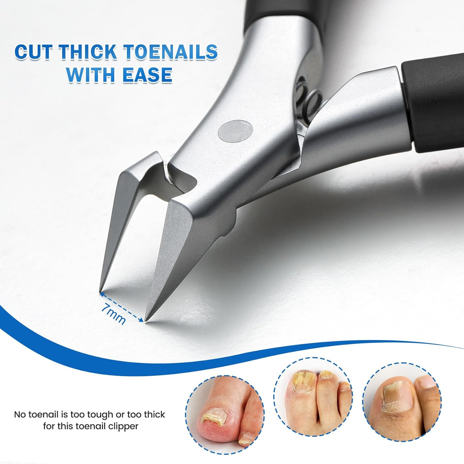 BEZOX Toenail Clippers for Ingrown Toenail Prevention, Straight Blade Podiatrist Nail Clippers for Thick Nails, Ergonomic Finger Nail Clippers for Adults, Seniors, Men and Women - Black - Red image number 2