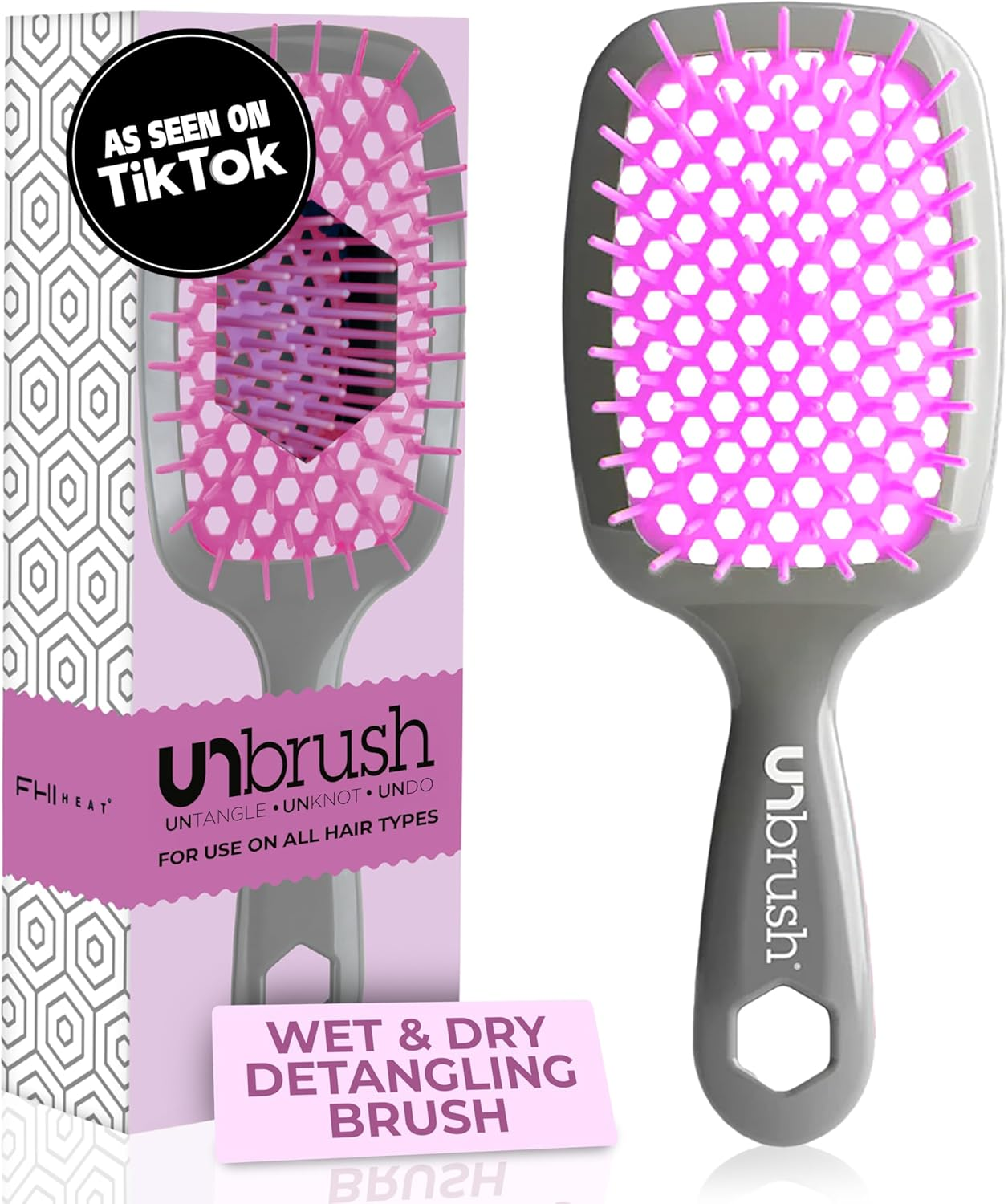 FHI HEAT Unbrush Wet & Dry Vented Detangling Hair Brush, Lavender/Grey image number 3