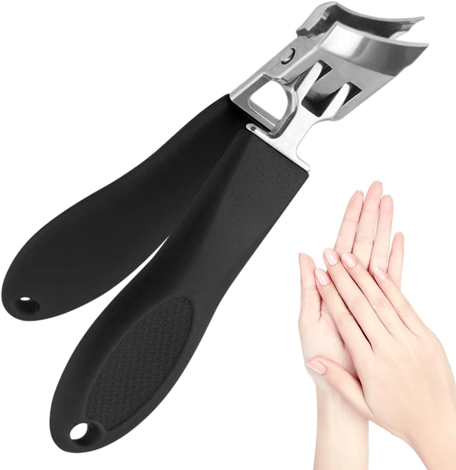 YRTUOP Curved Nail Clippers for Men | anti Splash Fingernail Cutter,Angled Nail Clippers Toenail Clippers for Ingrown Tough Nails, for Men Women Seniors - Black image number 2